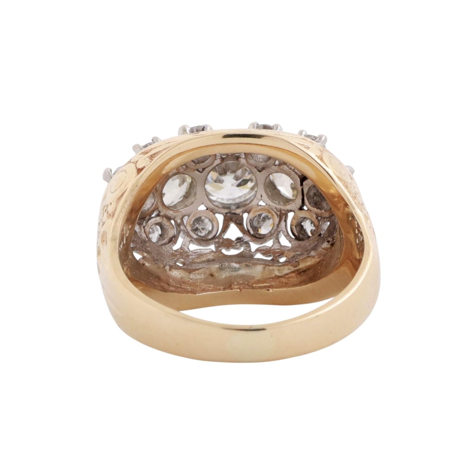 Old Euro Diamond Filigree Statement Ring Platinum 14K Gold 3.28 TW Size 9.25