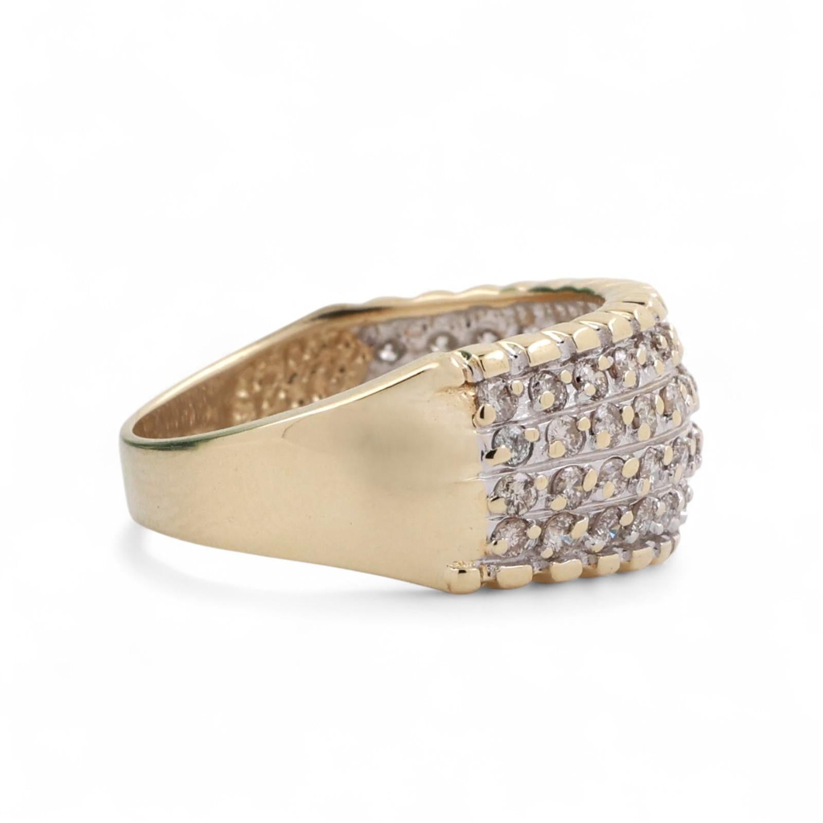 4-Row Diamond Wide Band Ring 14K Gold 1.00 TW Size 7 Ladies Estate