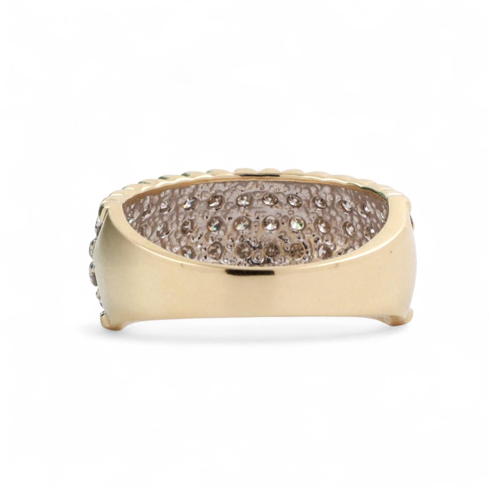 4-Row Diamond Wide Band Ring 14K Gold 1.00 TW Size 7 Ladies Estate