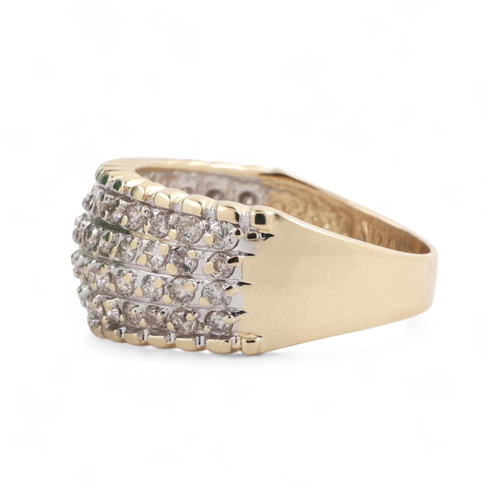 4-Row Diamond Wide Band Ring 14K Gold 1.00 TW Size 7 Ladies Estate
