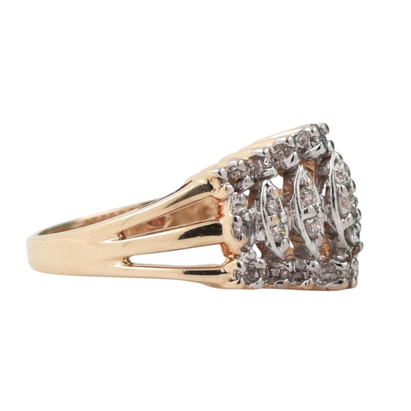 0.60 TW Diamond Wide Band Ring 10K Gold Size 6 Ladies Estate