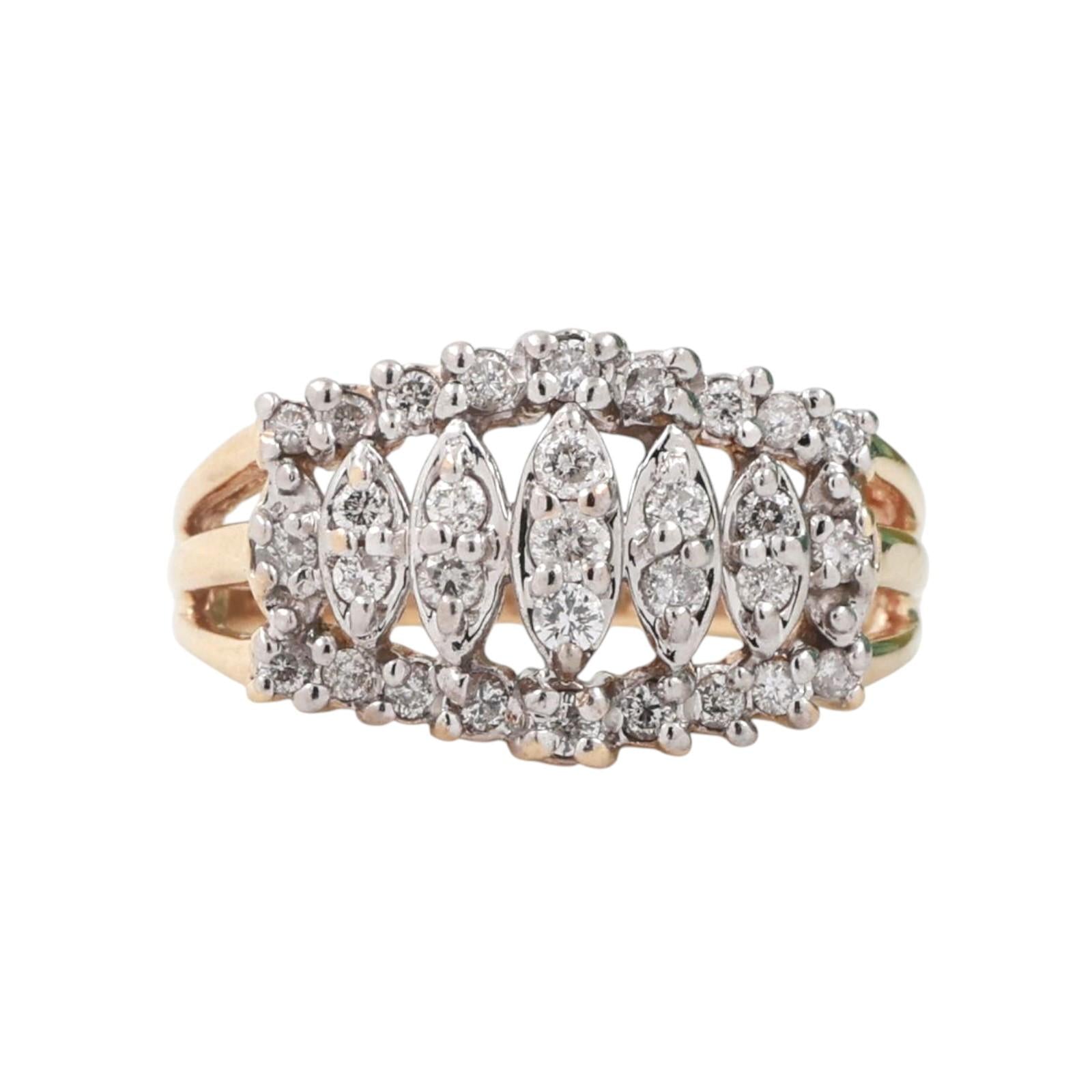0.60 TW Diamond Wide Band Ring 10K Gold Size 6 Ladies Estate
