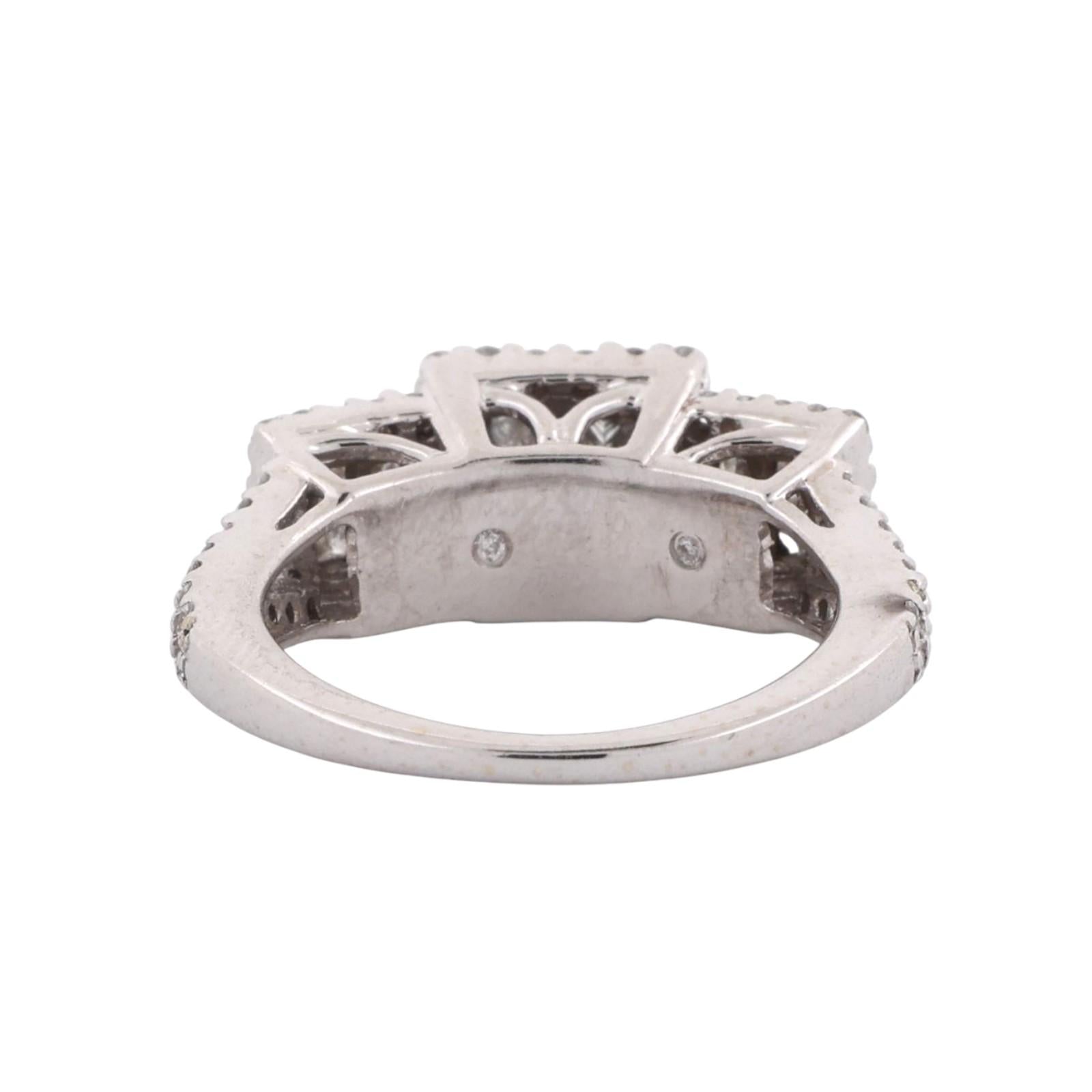 1.40 TW Princess Round Diamond Halo Engagement Ring 14K White Gold Size 5.5