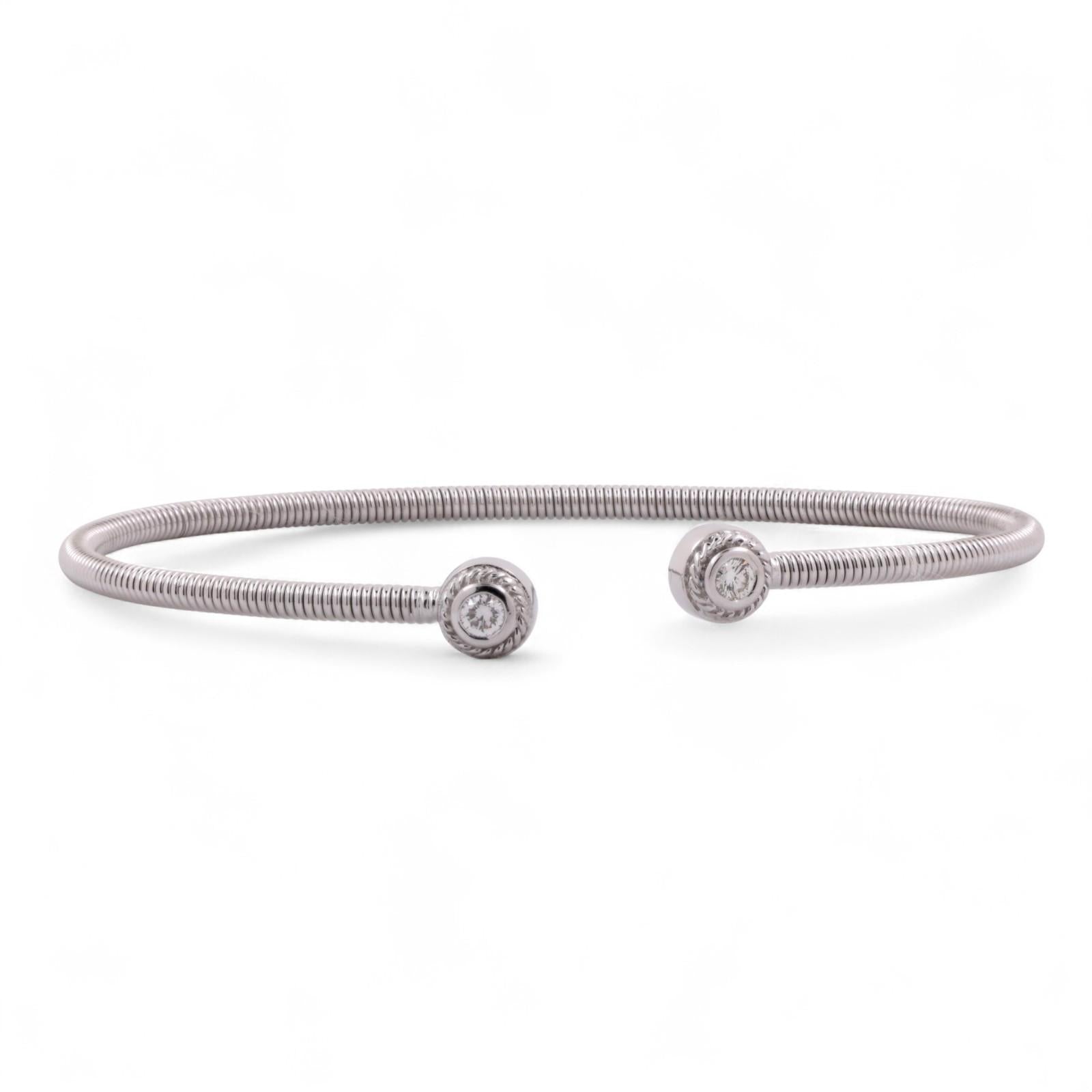 18K White Gold Diamond Open Flex Bangle 0.20 TW 6.75" Ladies Estate