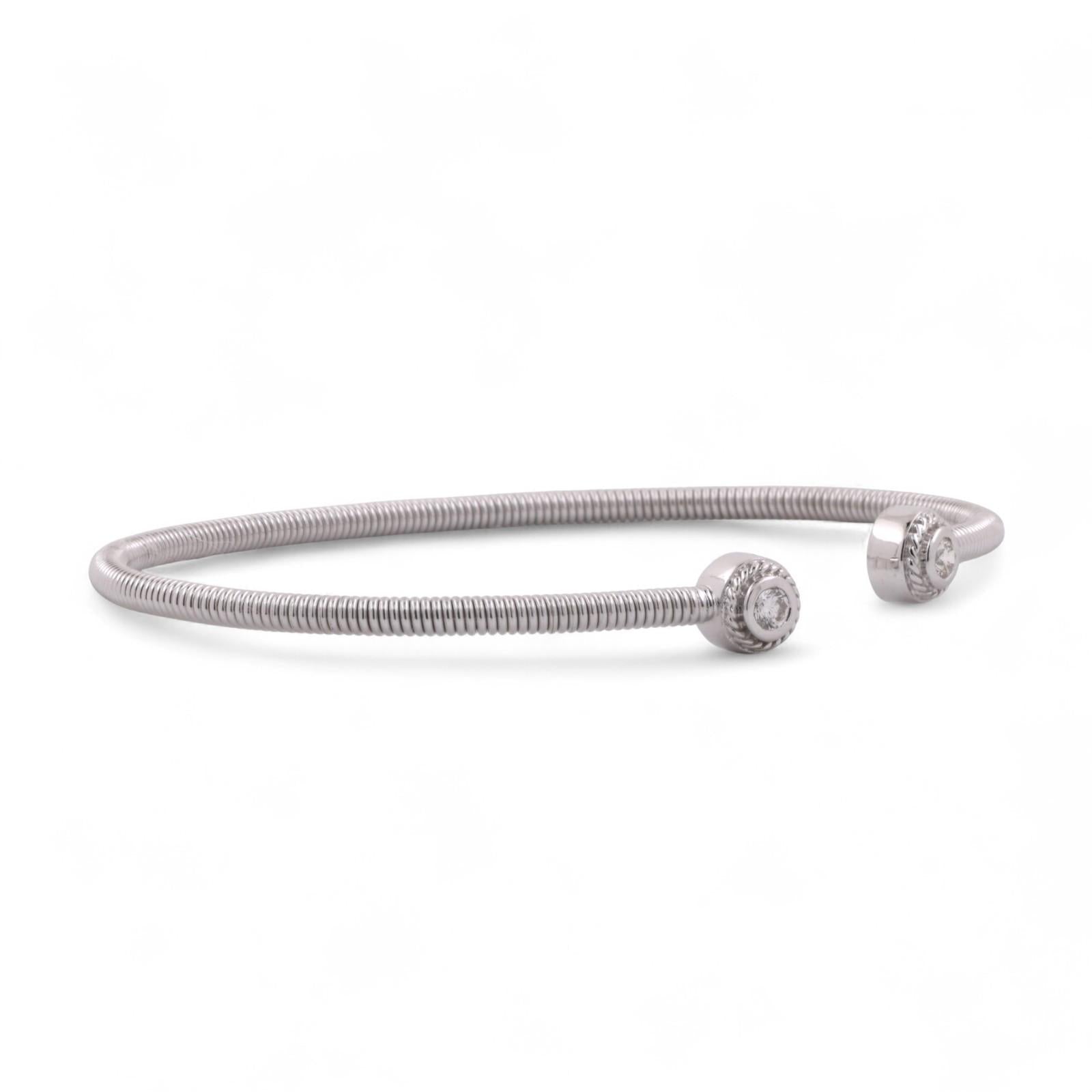 18K White Gold Diamond Open Flex Bangle 0.20 TW 6.75" Ladies Estate