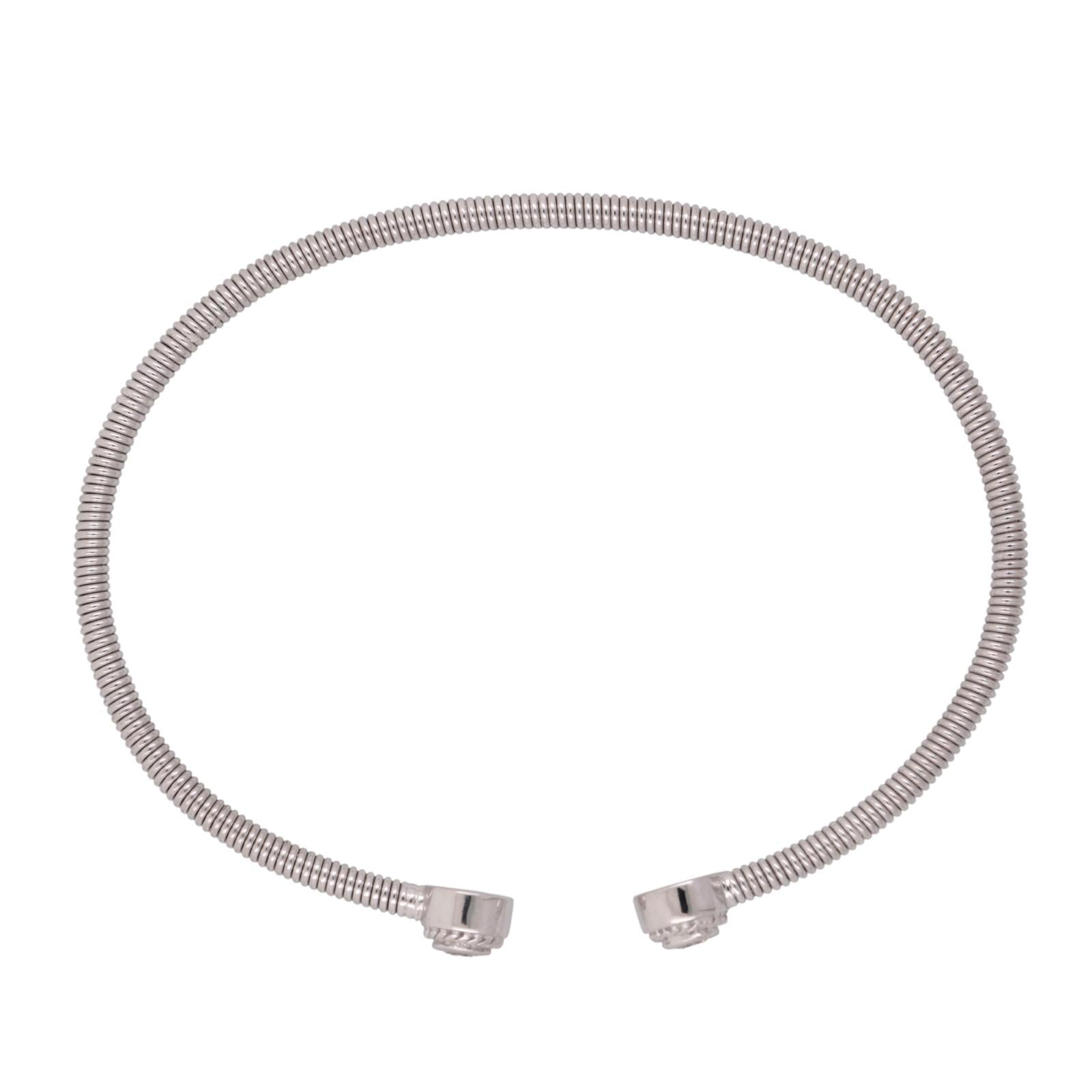 18K White Gold Diamond Open Flex Bangle 0.20 TW 6.75" Ladies Estate