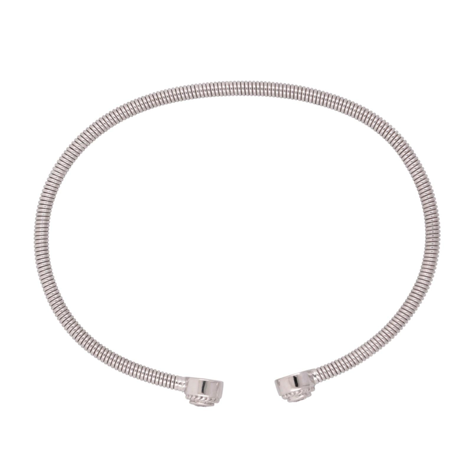 18K White Gold Diamond Open Flex Bangle 0.20 TW 6.75" Ladies Estate