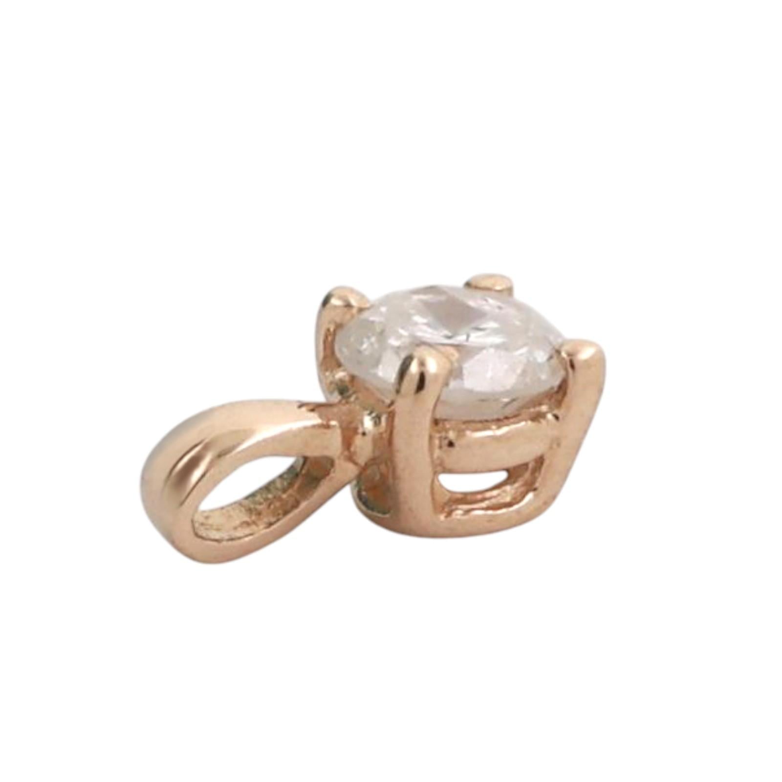 Round Diamond Solitaire Pendant 14K Yellow Gold 0.30 CT 0.30" Estate