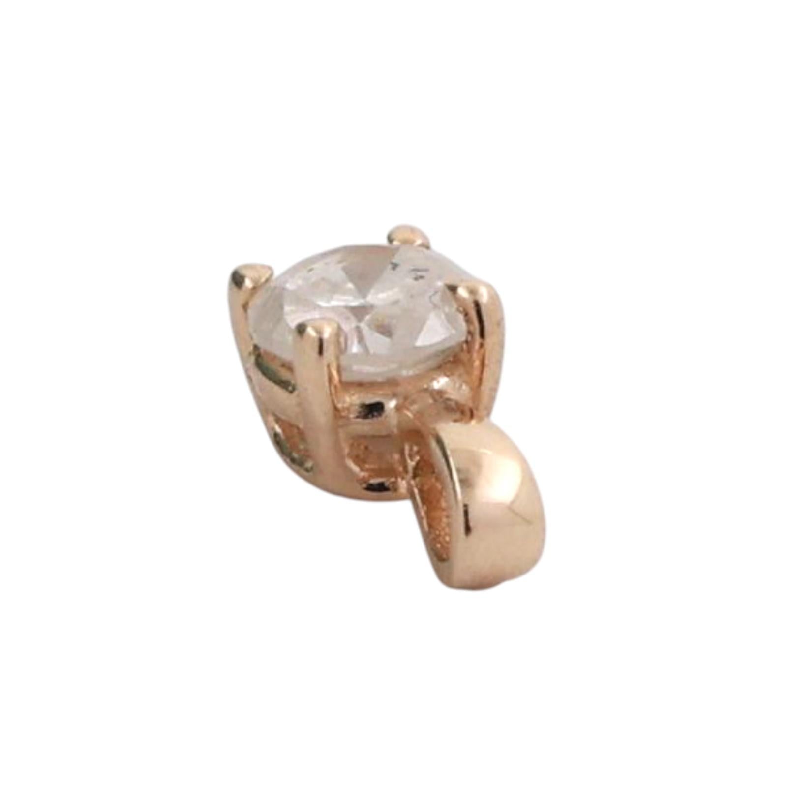 Round Diamond Solitaire Pendant 14K Yellow Gold 0.30 CT 0.30" Estate