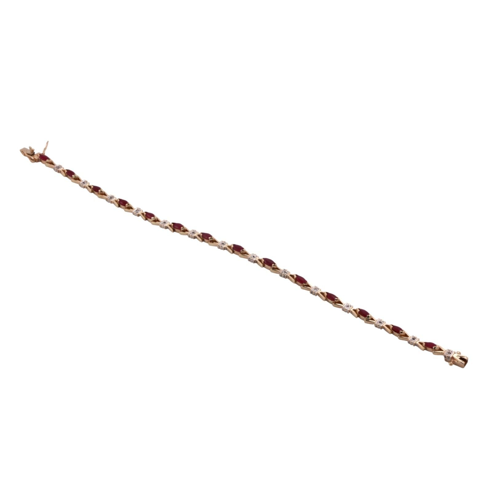Ruby Diamond X Link Station Bracelet 14K Gold 1.67 CTW 7.25" Ladies Estate