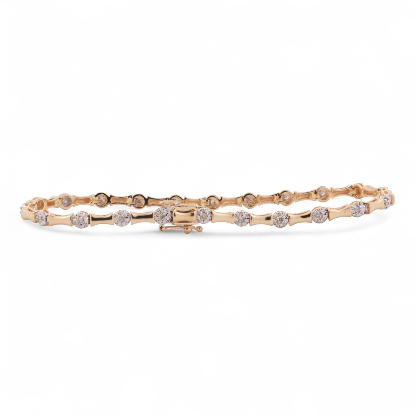 0.37 TW Diamond Bar Link Station Bracelet 14K Gold 7.5" Ladies Estate