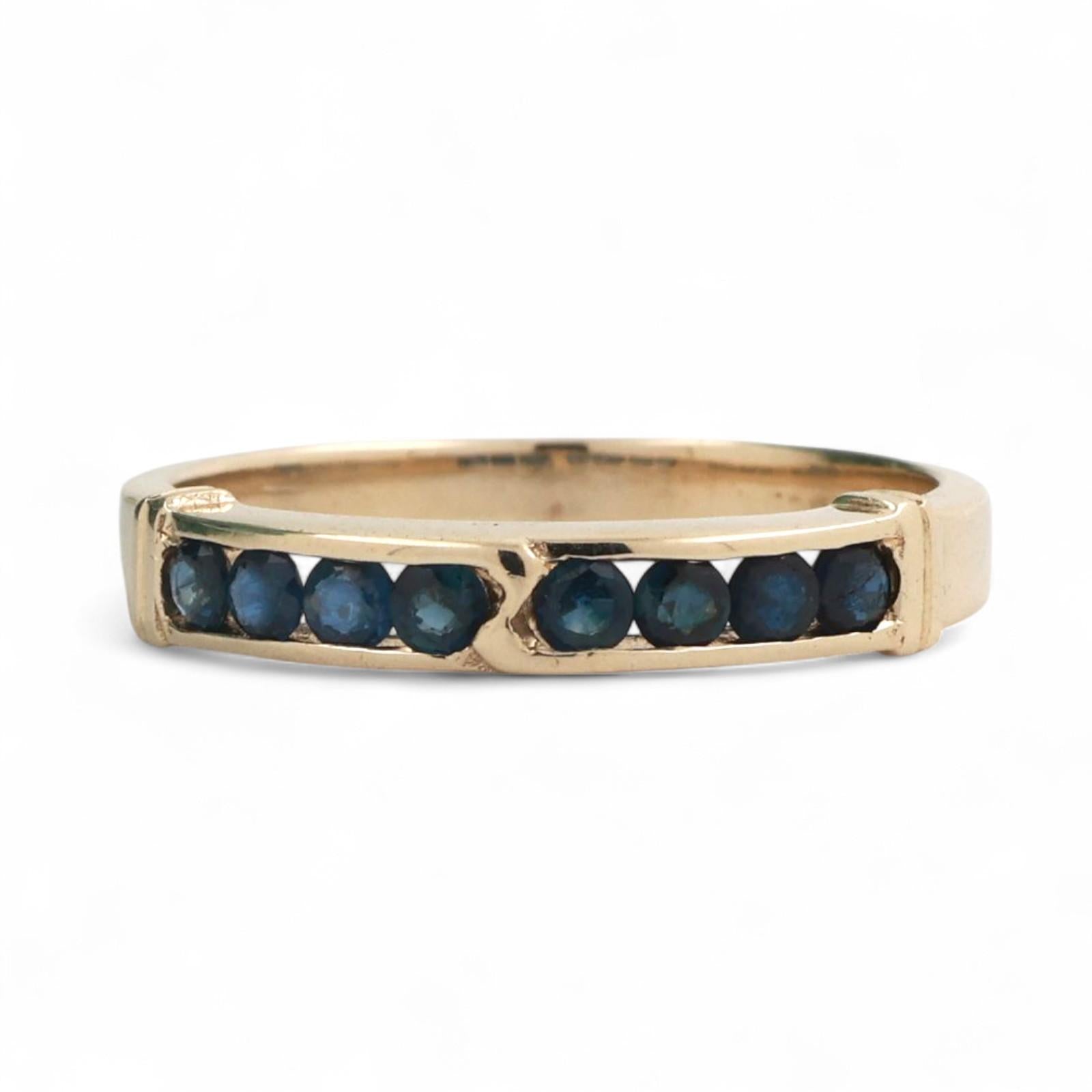 Sapphire Half Eternity Band Ring 14K Yellow Gold 0.32 CTW Size 7 Estate