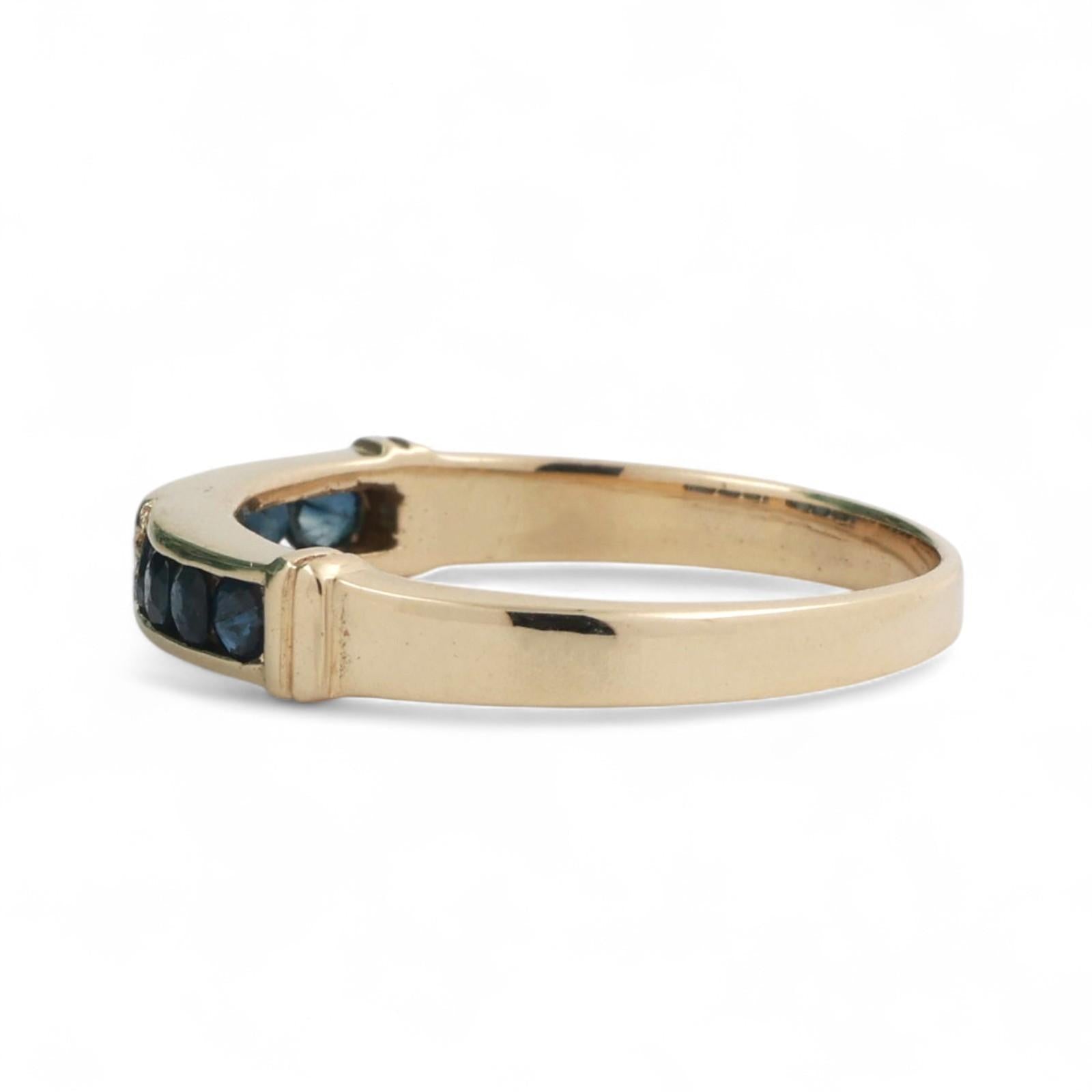 Sapphire Half Eternity Band Ring 14K Yellow Gold 0.32 CTW Size 7 Estate