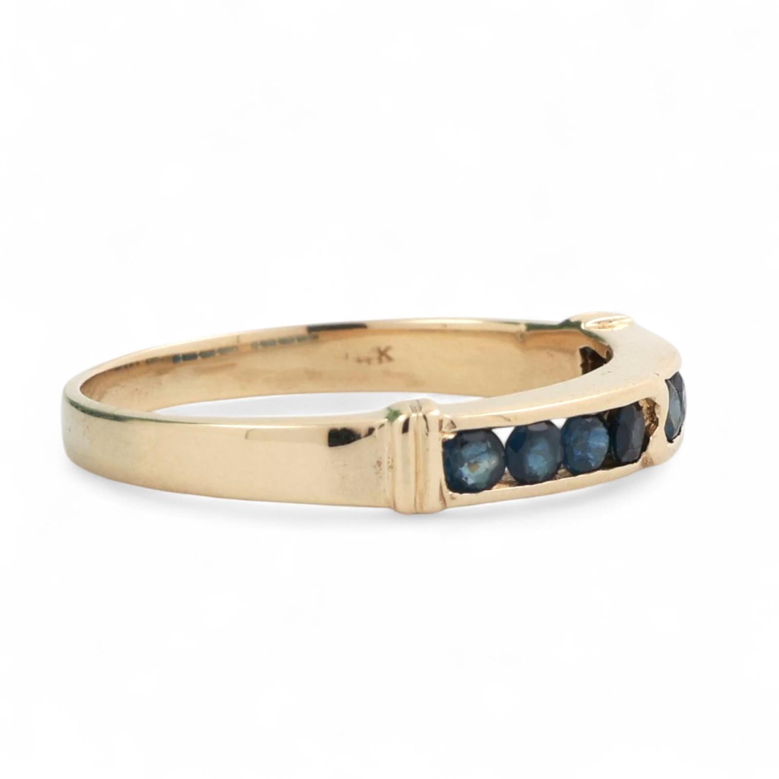 Sapphire Half Eternity Band Ring 14K Yellow Gold 0.32 CTW Size 7 Estate