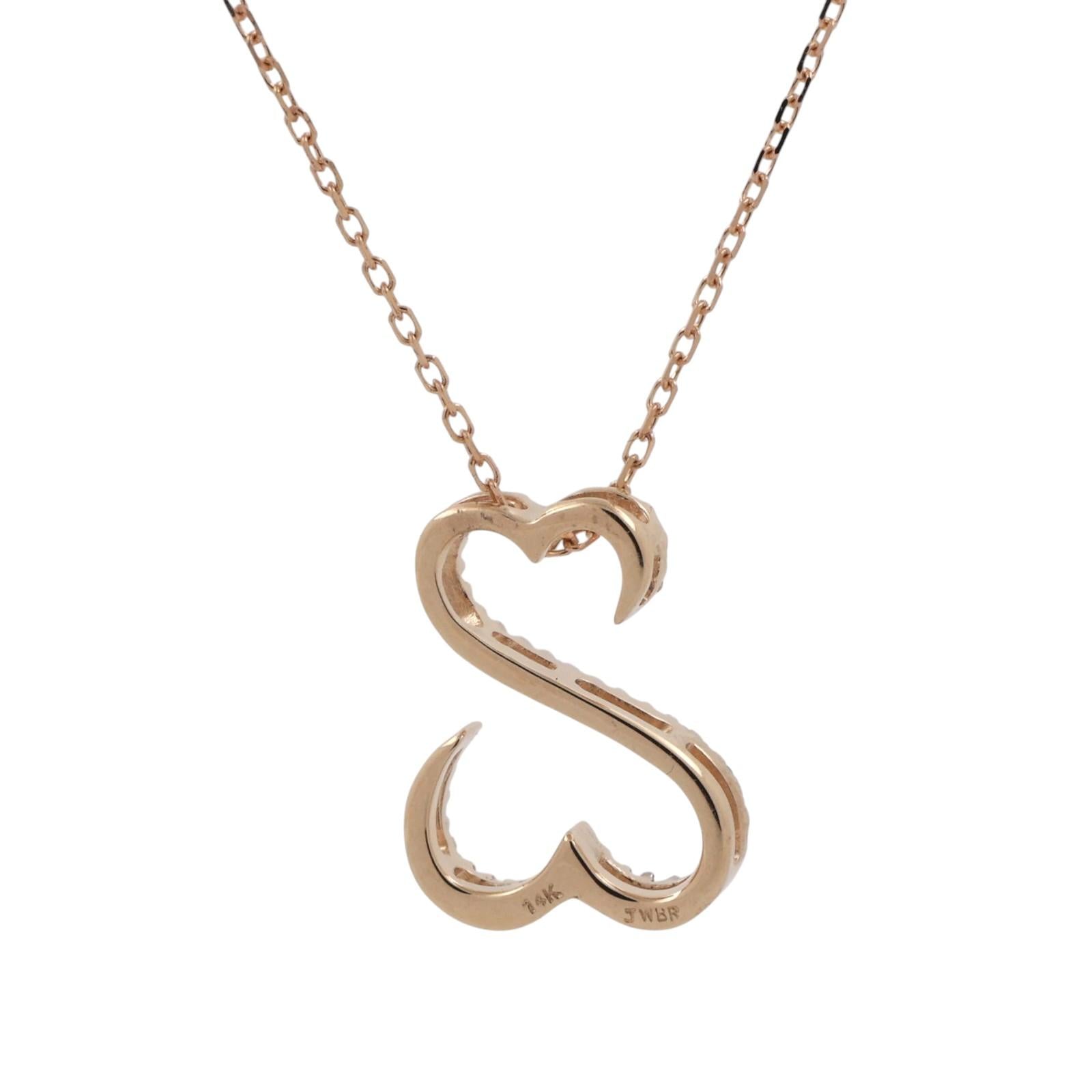 Jane Seymour Open Hearts Diamond Pendant Chain Necklace 14K Yellow Gold 18"-20"