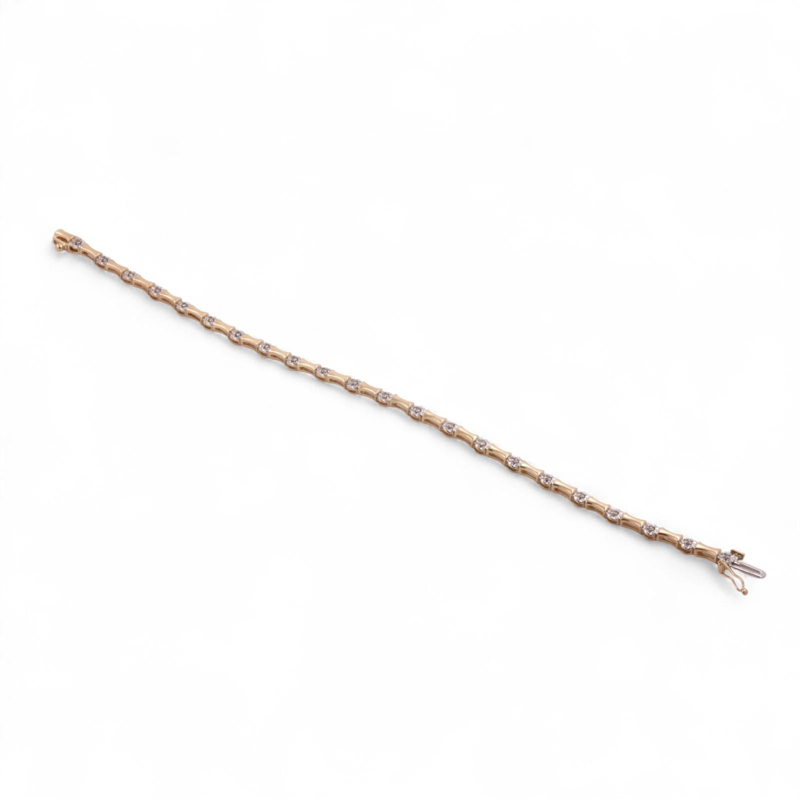 0.37 TW Diamond Bar Link Station Bracelet 14K Gold 7.5" Ladies Estate
