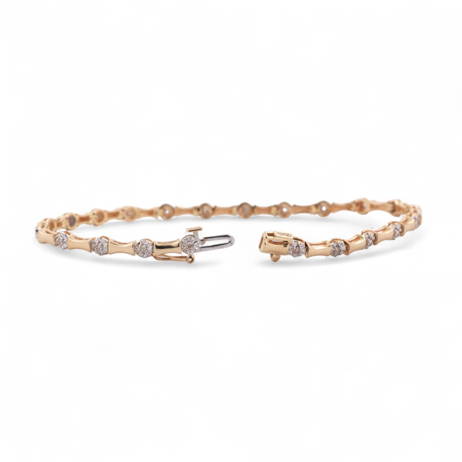 0.37 TW Diamond Bar Link Station Bracelet 14K Gold 7.5" Ladies Estate