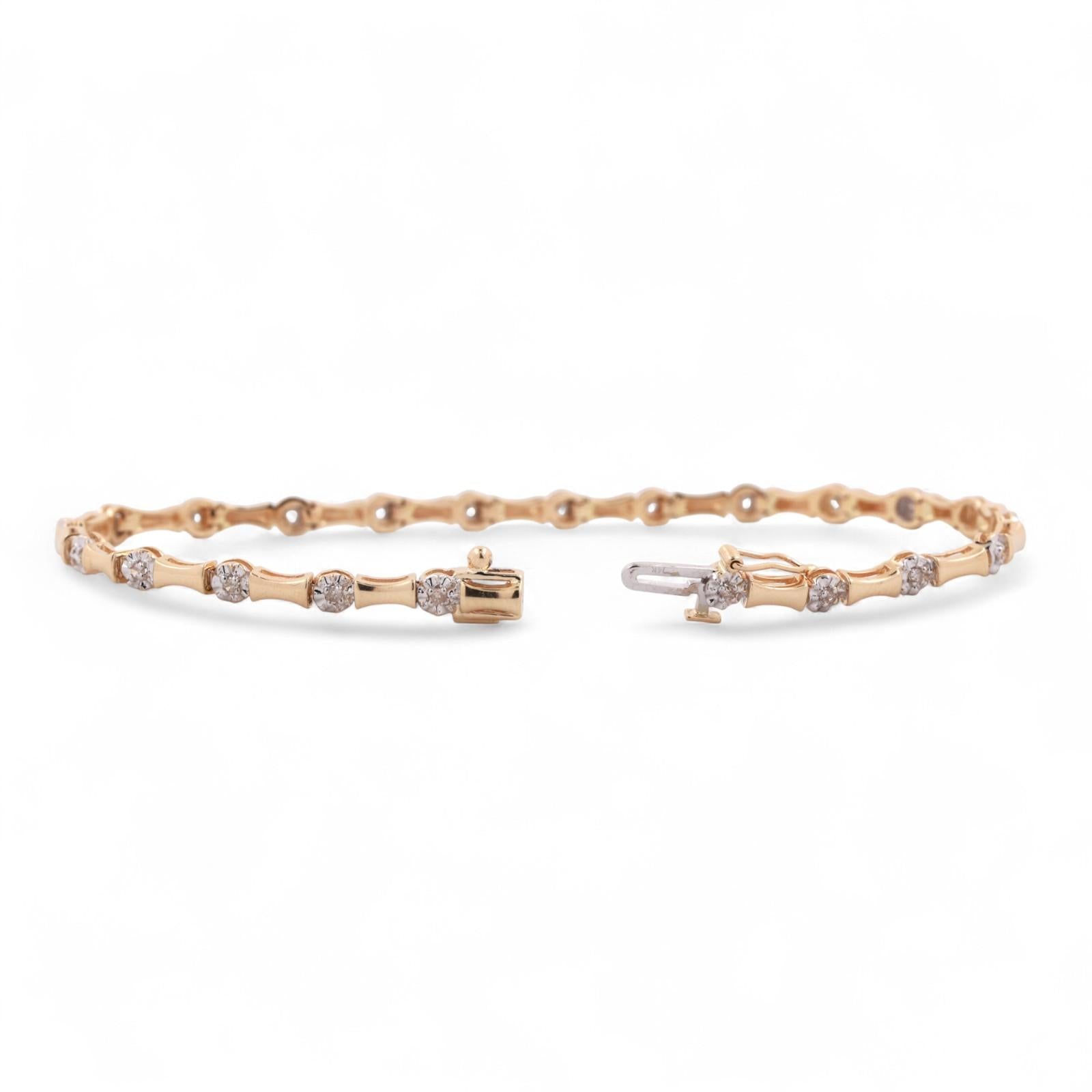 0.37 TW Diamond Bar Link Station Bracelet 14K Gold 7.5" Ladies Estate