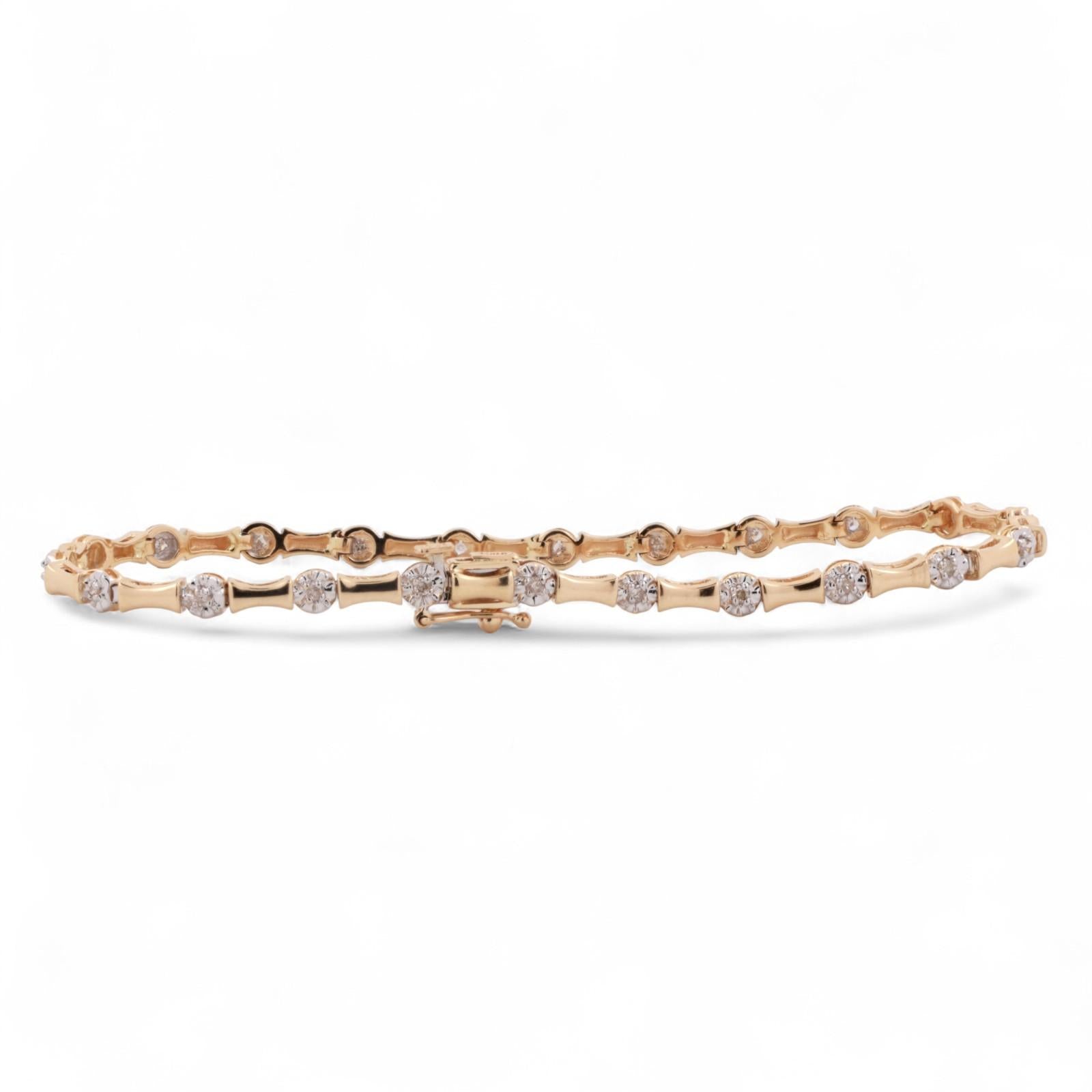 0.37 TW Diamond Bar Link Station Bracelet 14K Gold 7.5" Ladies Estate