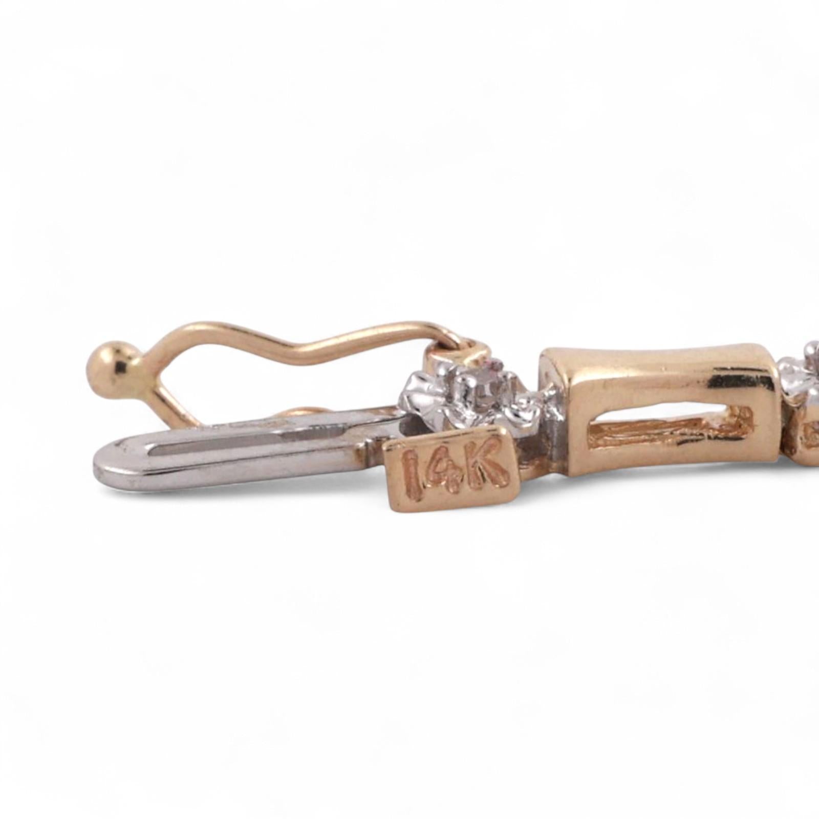 0.37 TW Diamond Bar Link Station Bracelet 14K Gold 7.5" Ladies Estate