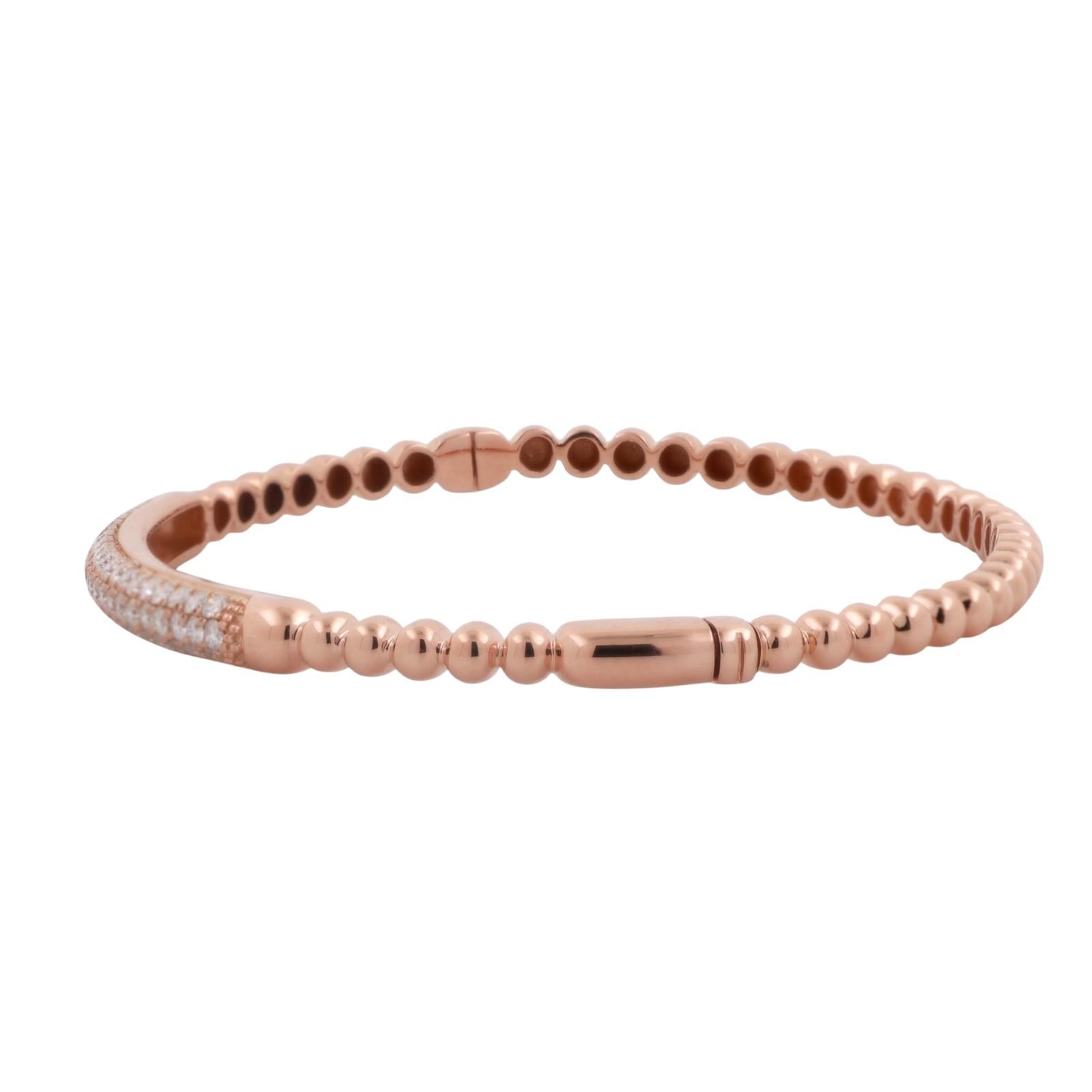 1.50 TW Diamond Ball Link Bangle Bracelet 18K Rose Gold  Ladies Estate 6.5"