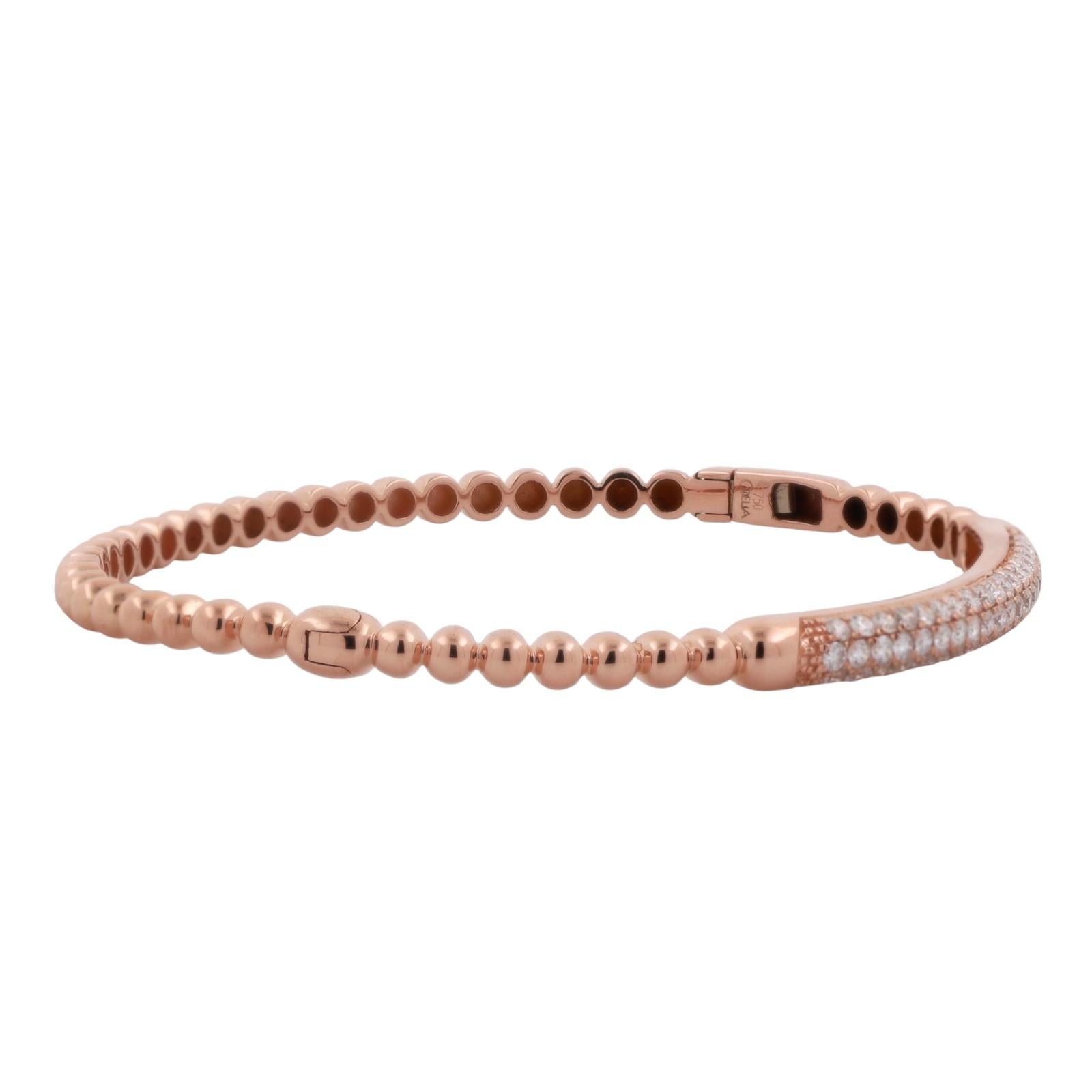 1.50 TW Diamond Ball Link Bangle Bracelet 18K Rose Gold  Ladies Estate 6.5"