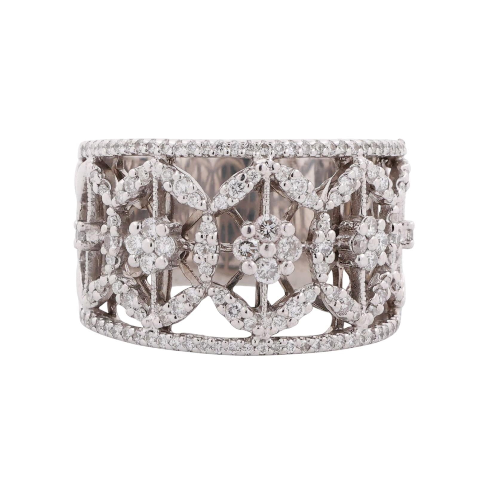 Gabriel & Co. Diamond Filigree Wide Band Ring 14K White Gold 2.00 TW Size 9