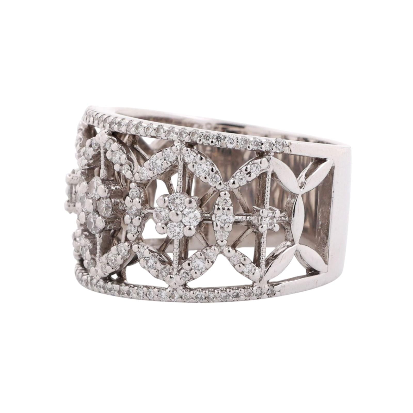 Gabriel & Co. Diamond Filigree Wide Band Ring 14K White Gold 2.00 TW Size 9
