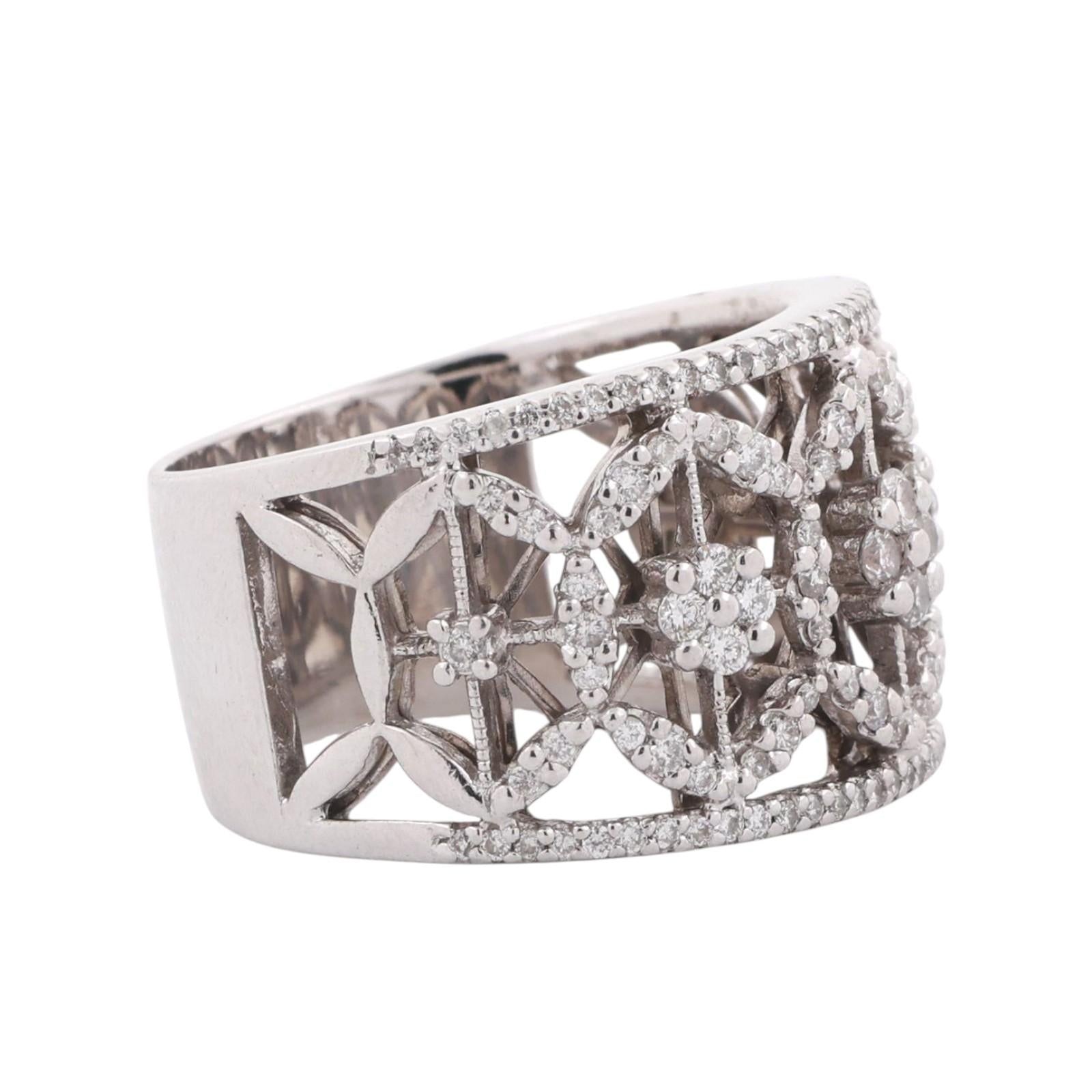 Gabriel & Co. Diamond Filigree Wide Band Ring 14K White Gold 2.00 TW Size 9