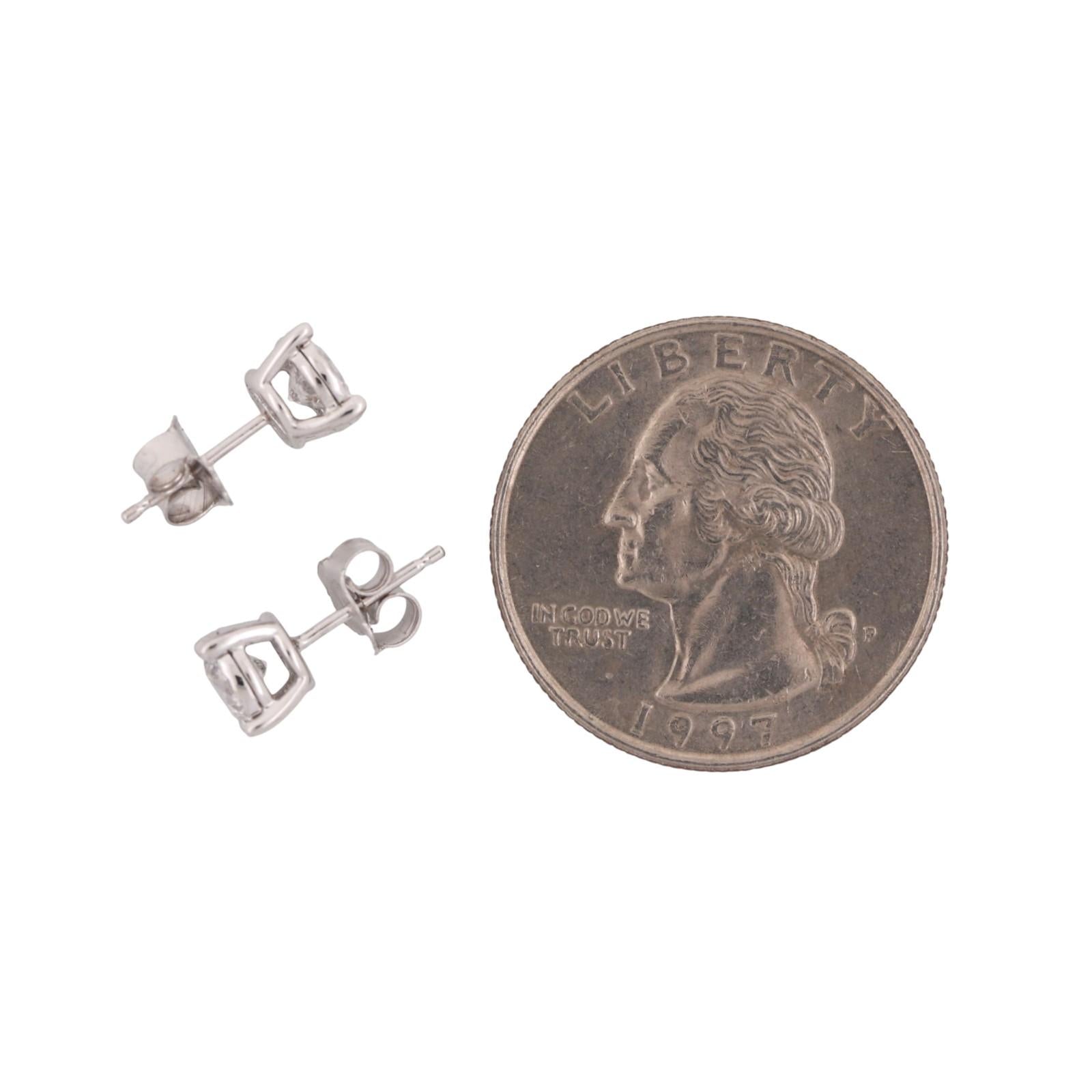 0.70 TW Round Diamond Stud Earrings 10K White Gold 4-Prong Setting