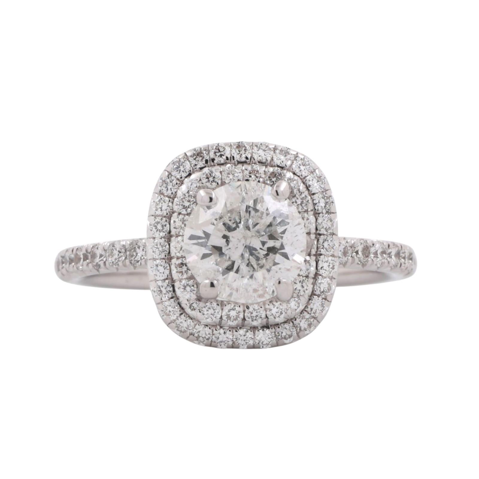 1.82 TW Halo Diamond Engagement Ring UGS CertIficate 18K White Gold Size 6.5