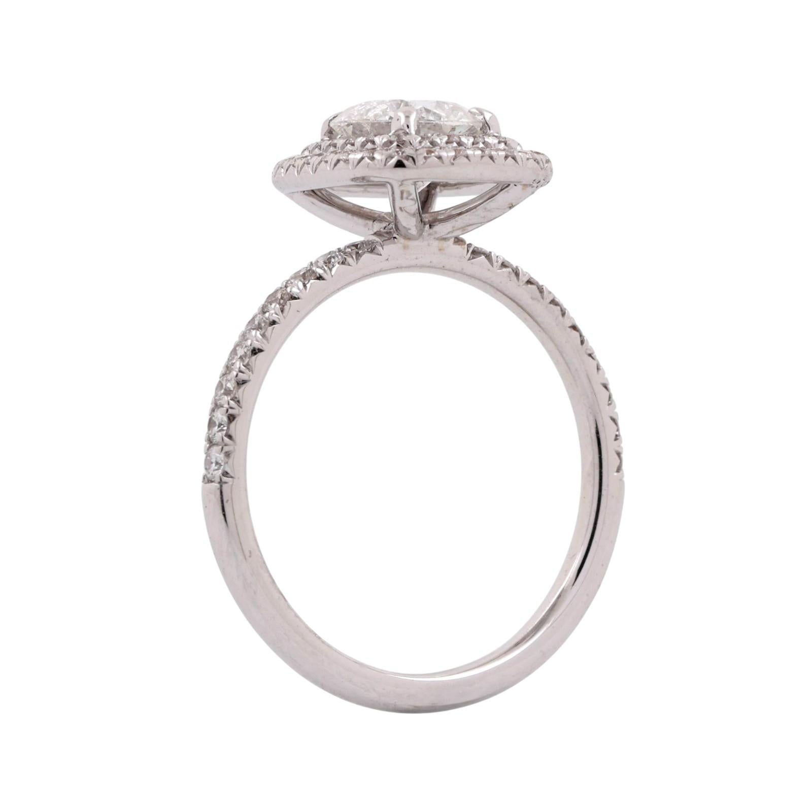 1.82 TW Halo Diamond Engagement Ring UGS CertIficate 18K White Gold Size 6.5