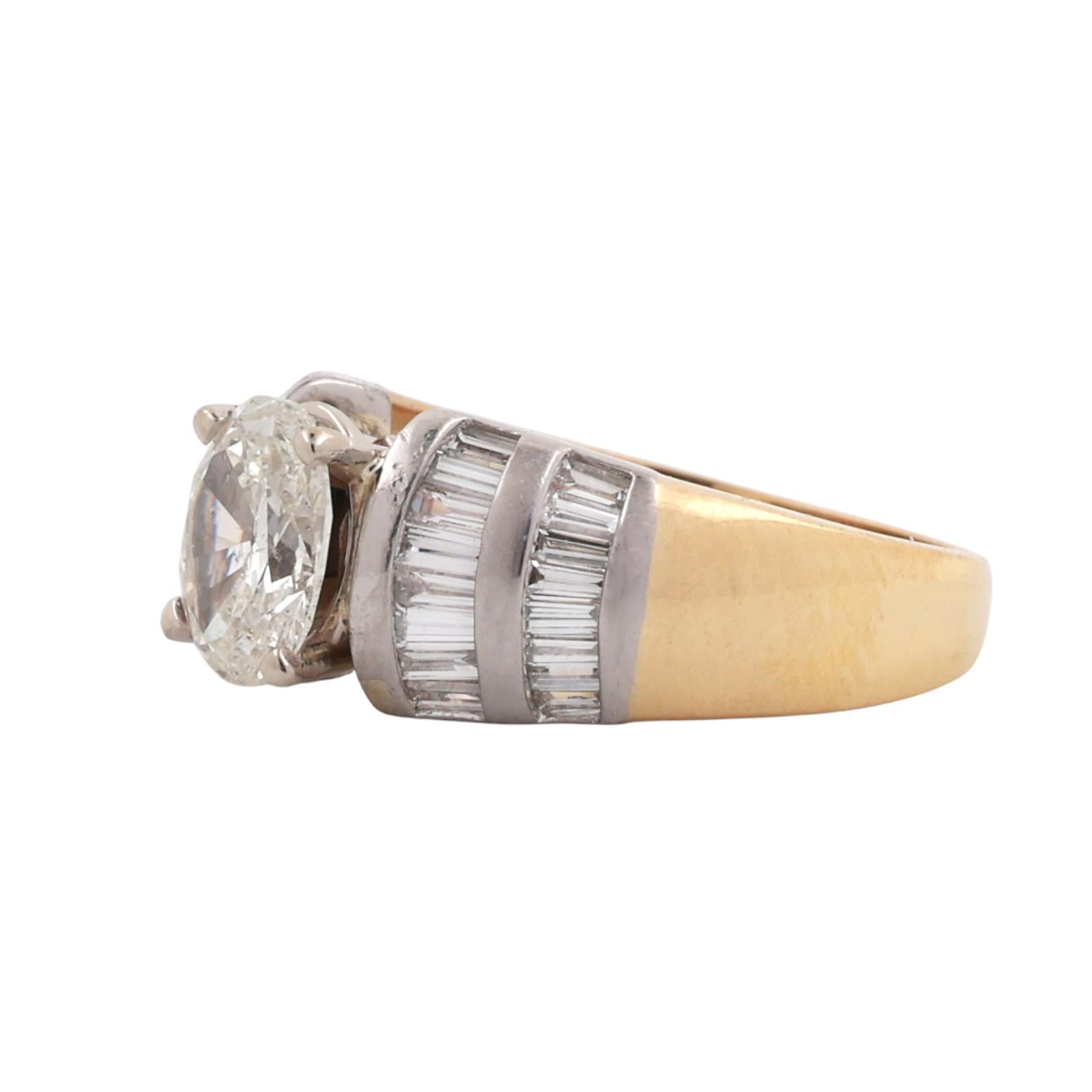 2.13 TW GIA Oval Solitaire Accent Diamond Engagement Ring Gold Platinum SZ 7.25