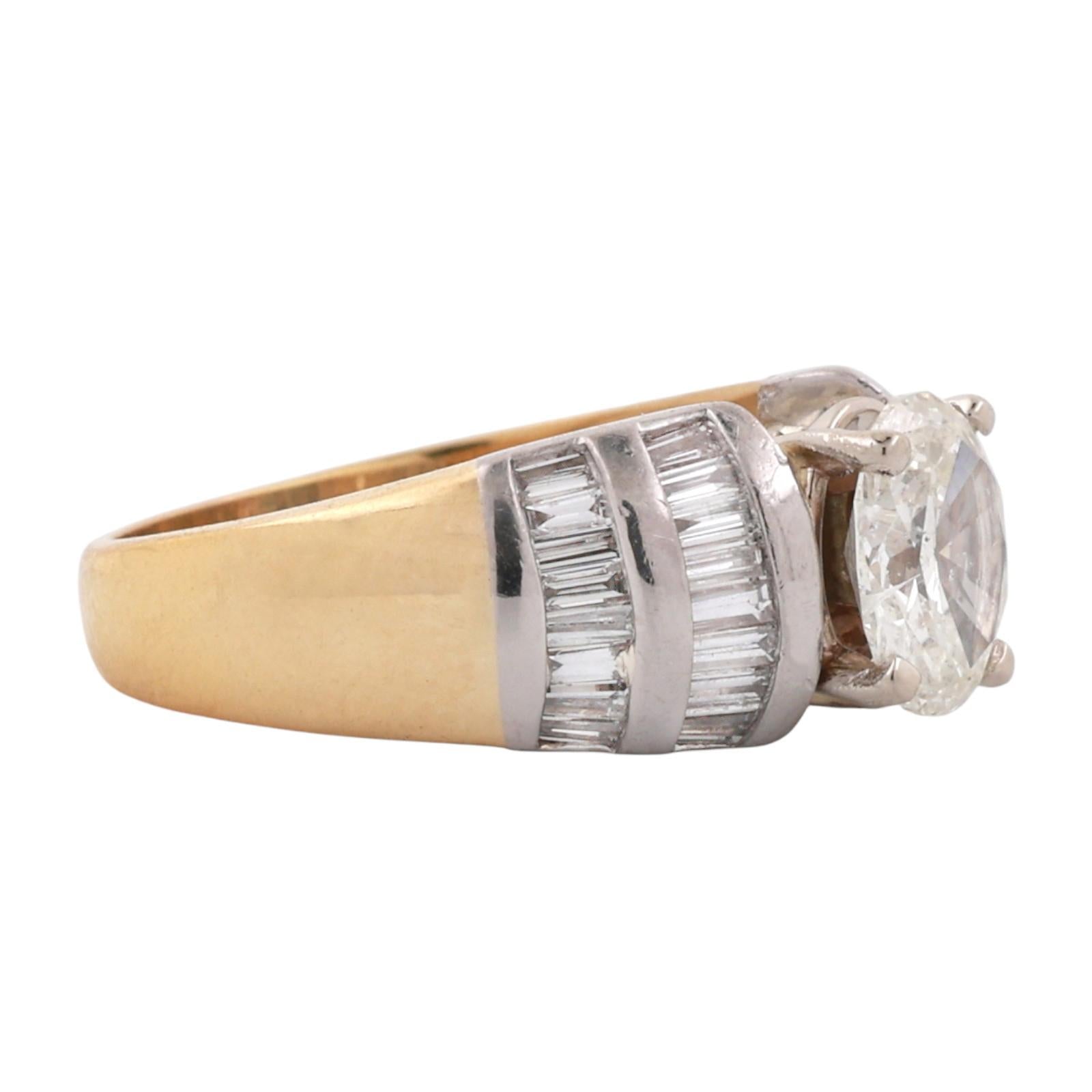 2.13 TW GIA Oval Solitaire Accent Diamond Engagement Ring Gold Platinum SZ 7.25