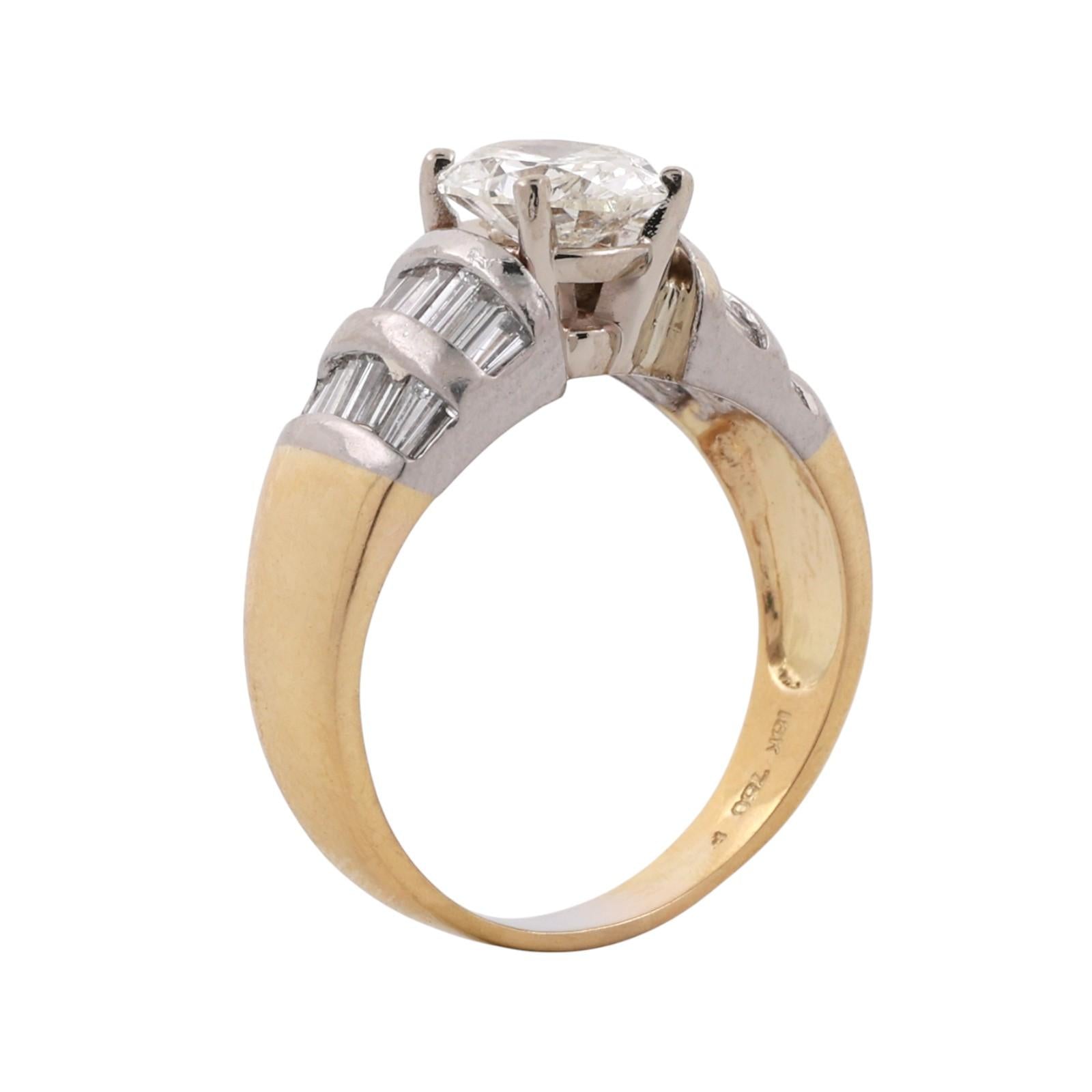 2.13 TW GIA Oval Solitaire Accent Diamond Engagement Ring Gold Platinum SZ 7.25