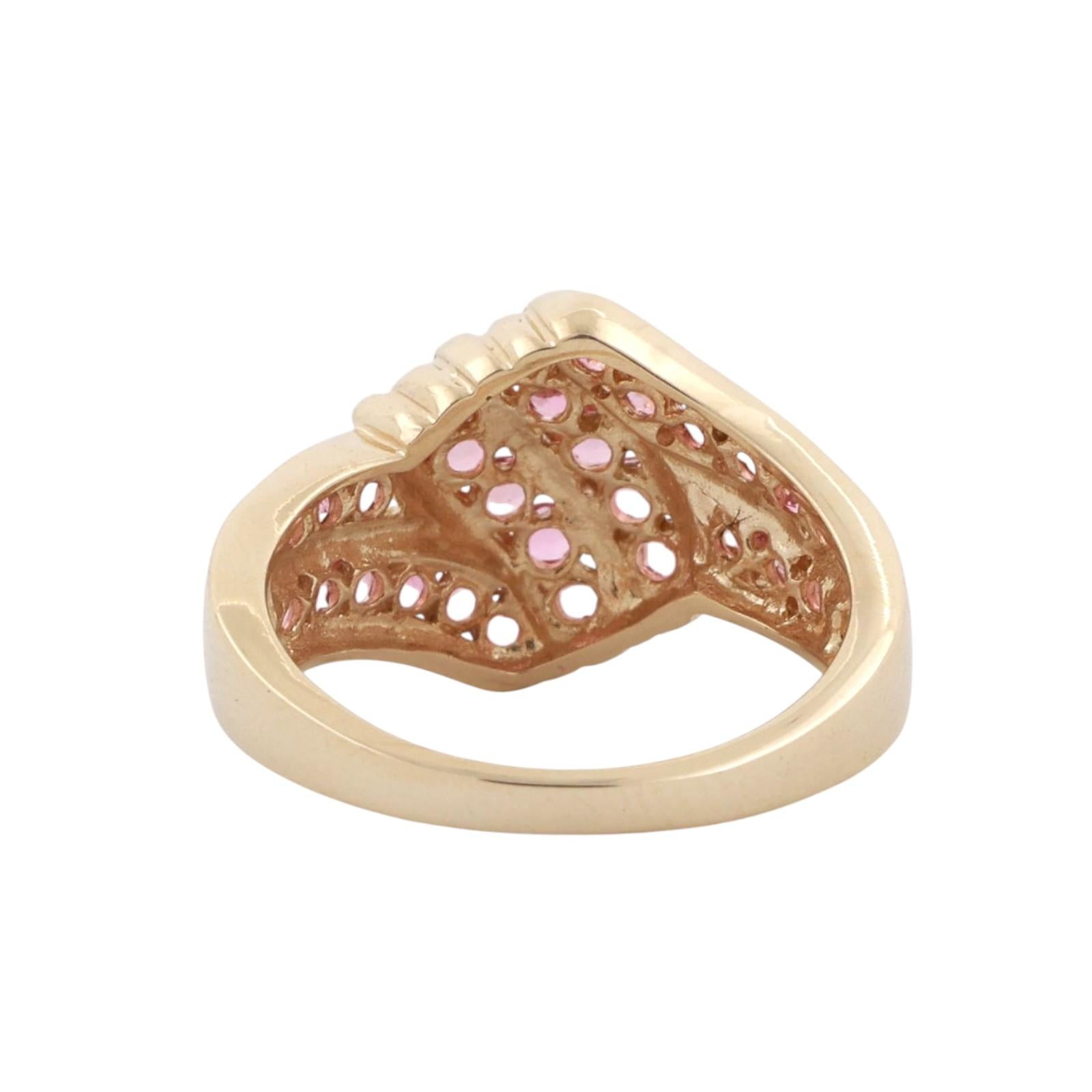 1.12 CTW Pink Tourmaline Crossover Ring 14K Yellow Gold Size 6 Ladies Estate