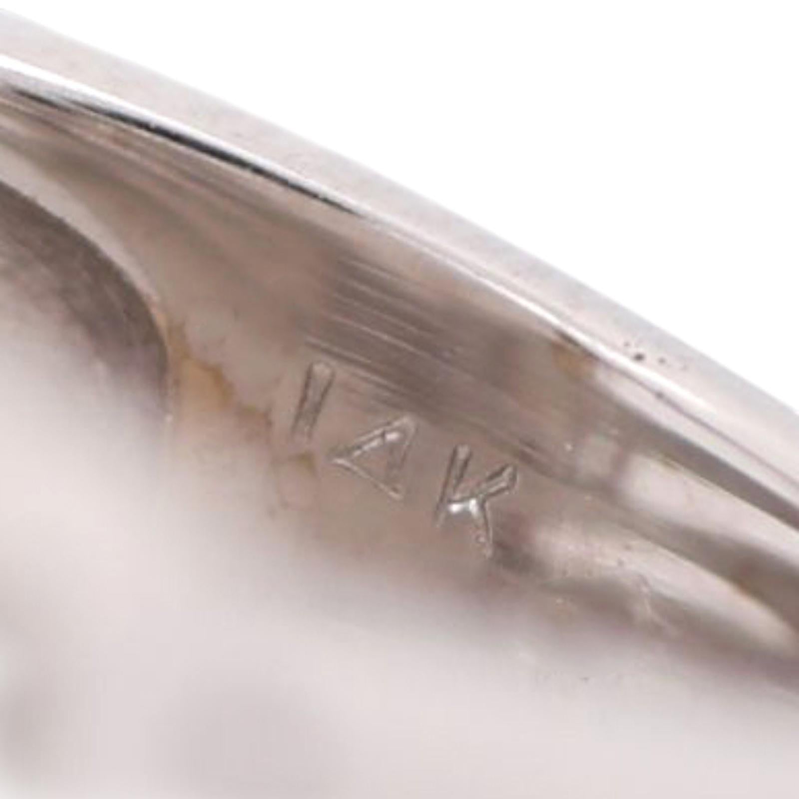 Vintage Carved Quartz Cameo Diamond Statement Ring 14K White Gold Size 3 Estate