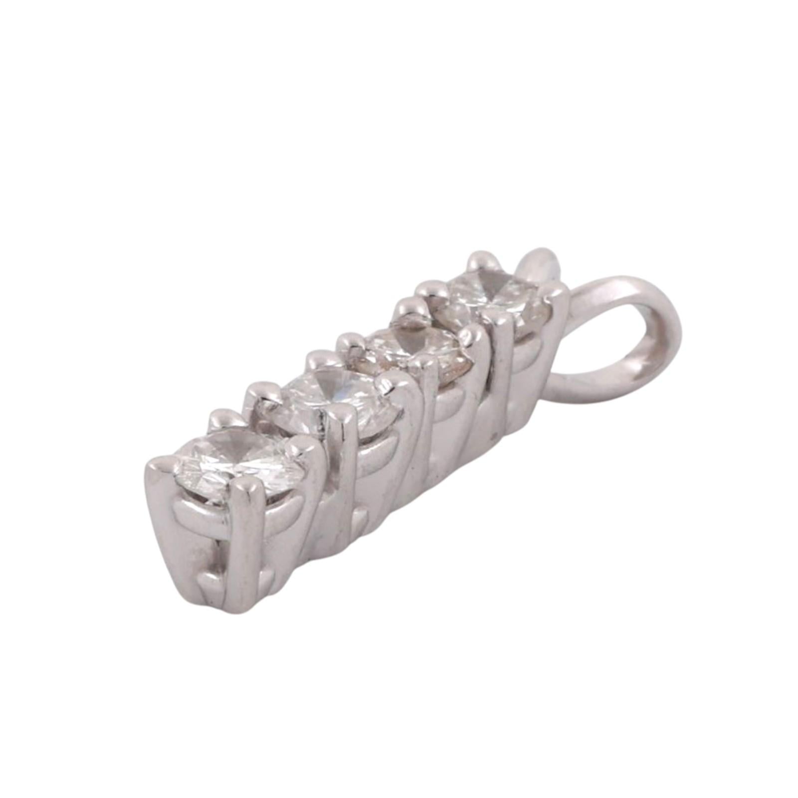 4-Stone Diamond Journey Pendant 14K White Gold 0.70 TW 0.75" Estate