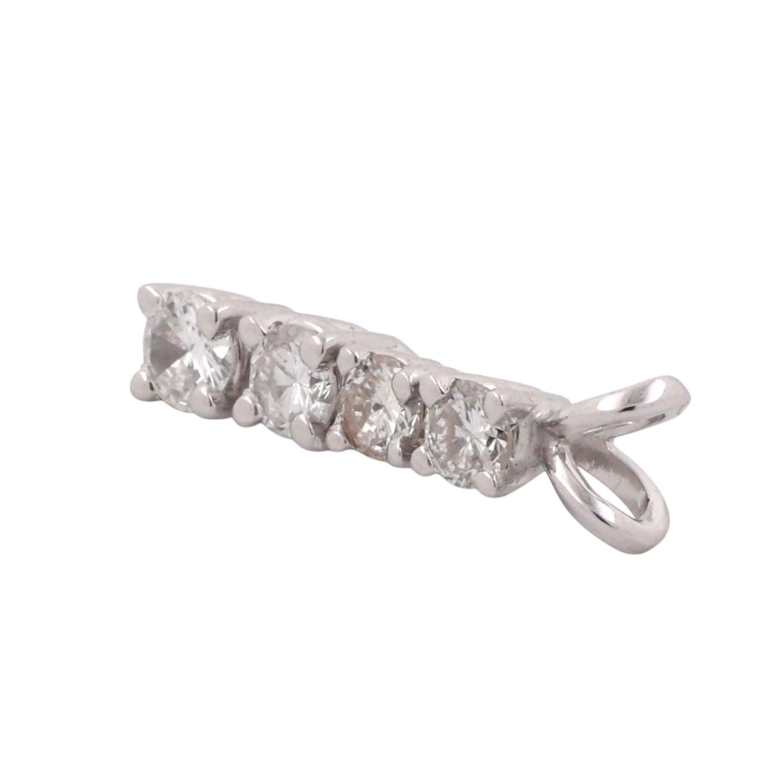 4-Stone Diamond Journey Pendant 14K White Gold 0.70 TW 0.75" Estate