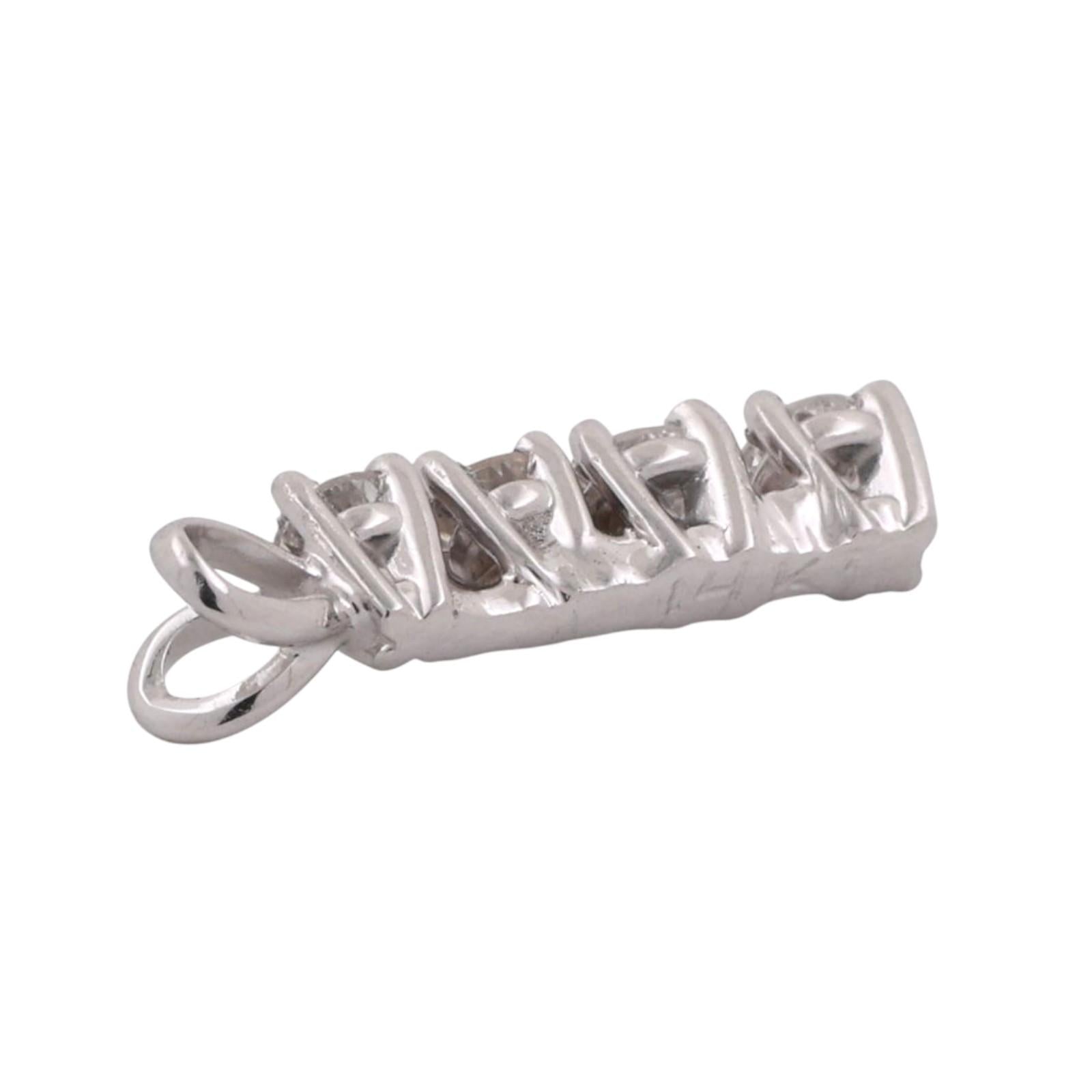 4-Stone Diamond Journey Pendant 14K White Gold 0.70 TW 0.75" Estate