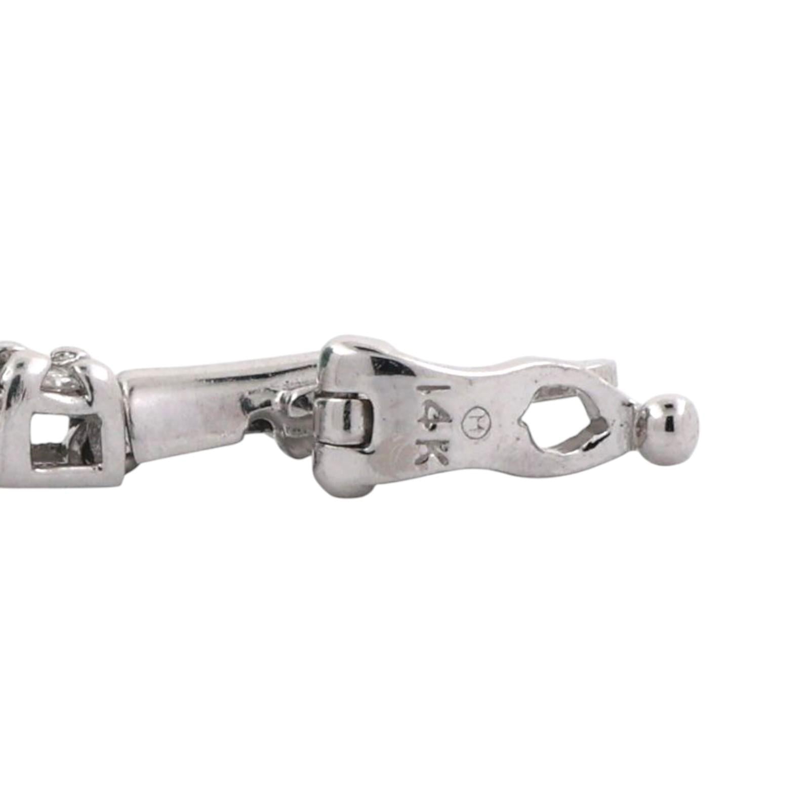 1.00 TW Diamond Bar Link Station Bracelet 14K White Gold 7" Ladies Estate