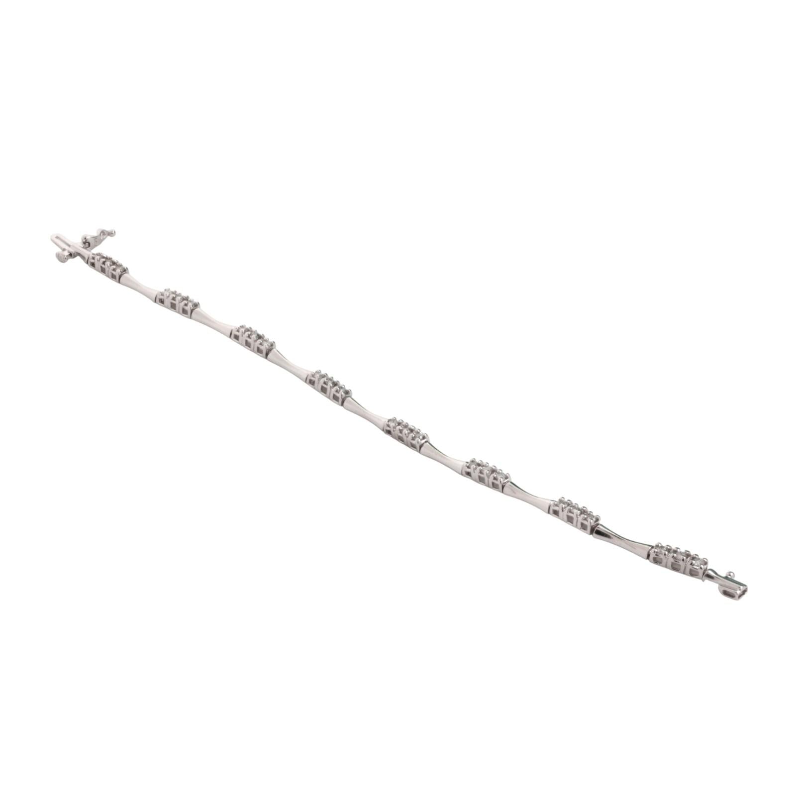 1.00 TW Diamond Bar Link Station Bracelet 14K White Gold 7" Ladies Estate