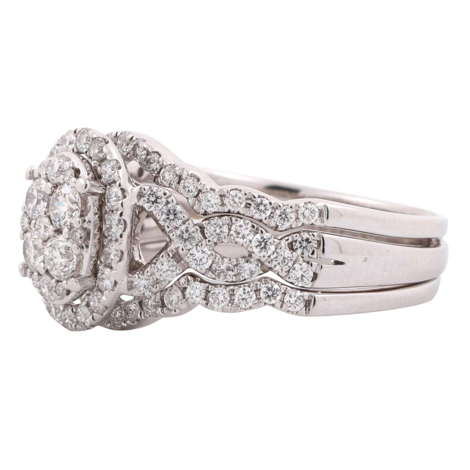 2.20 TW Cluster Diamond Oval Halo Ring 14K White Gold Size 9.75 Ladies Estate