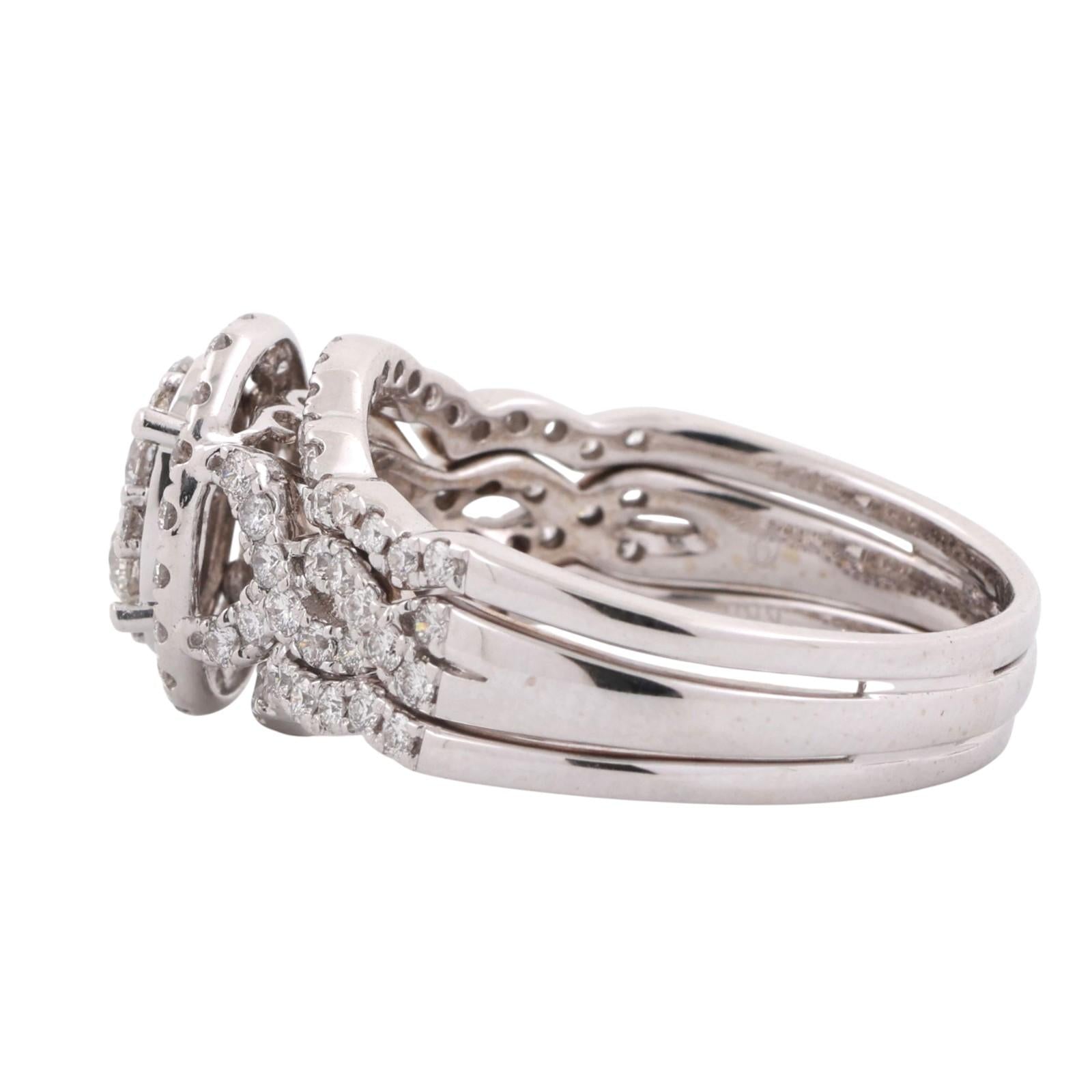 2.20 TW Cluster Diamond Oval Halo Ring 14K White Gold Size 9.75 Ladies Estate