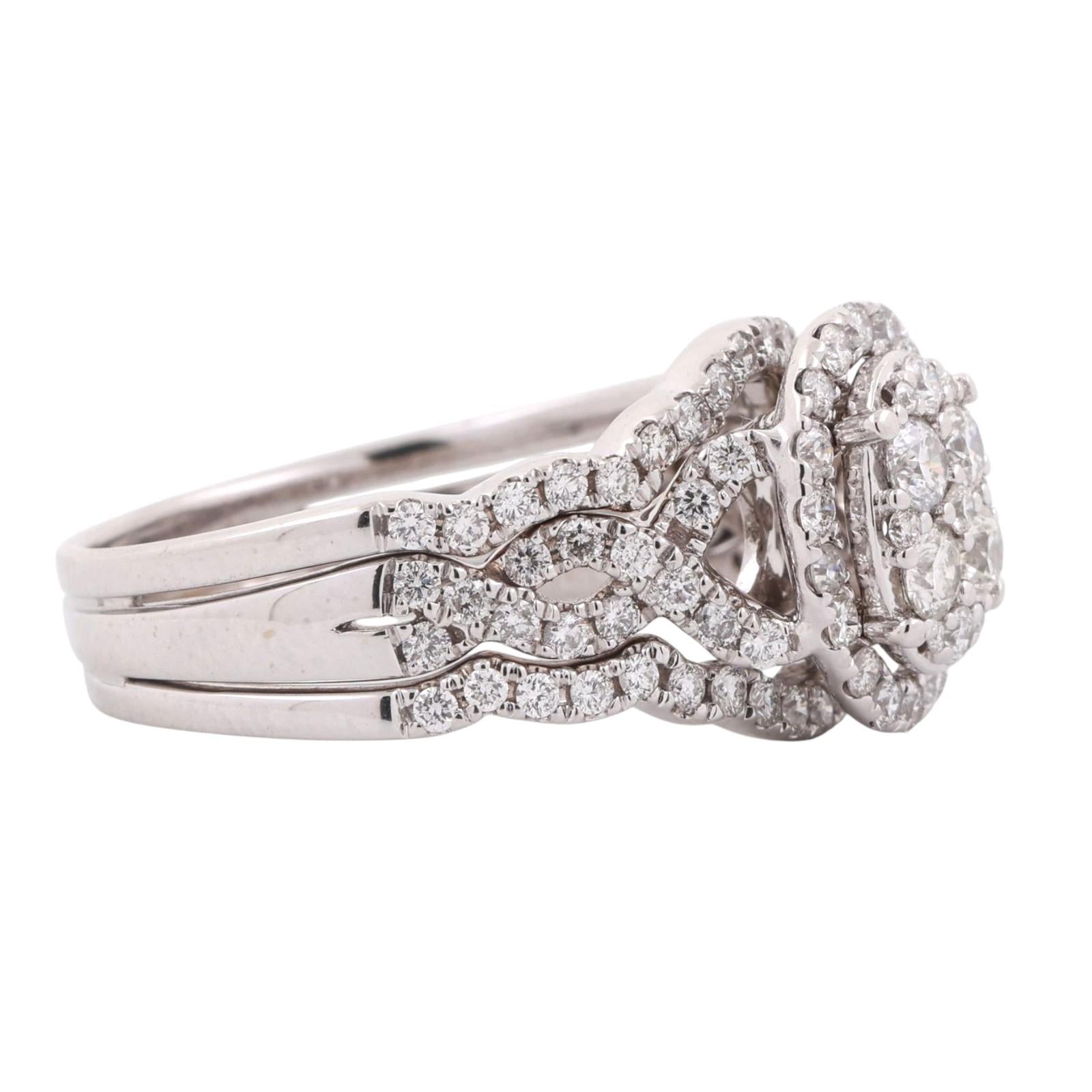 2.20 TW Cluster Diamond Oval Halo Ring 14K White Gold Size 9.75 Ladies Estate