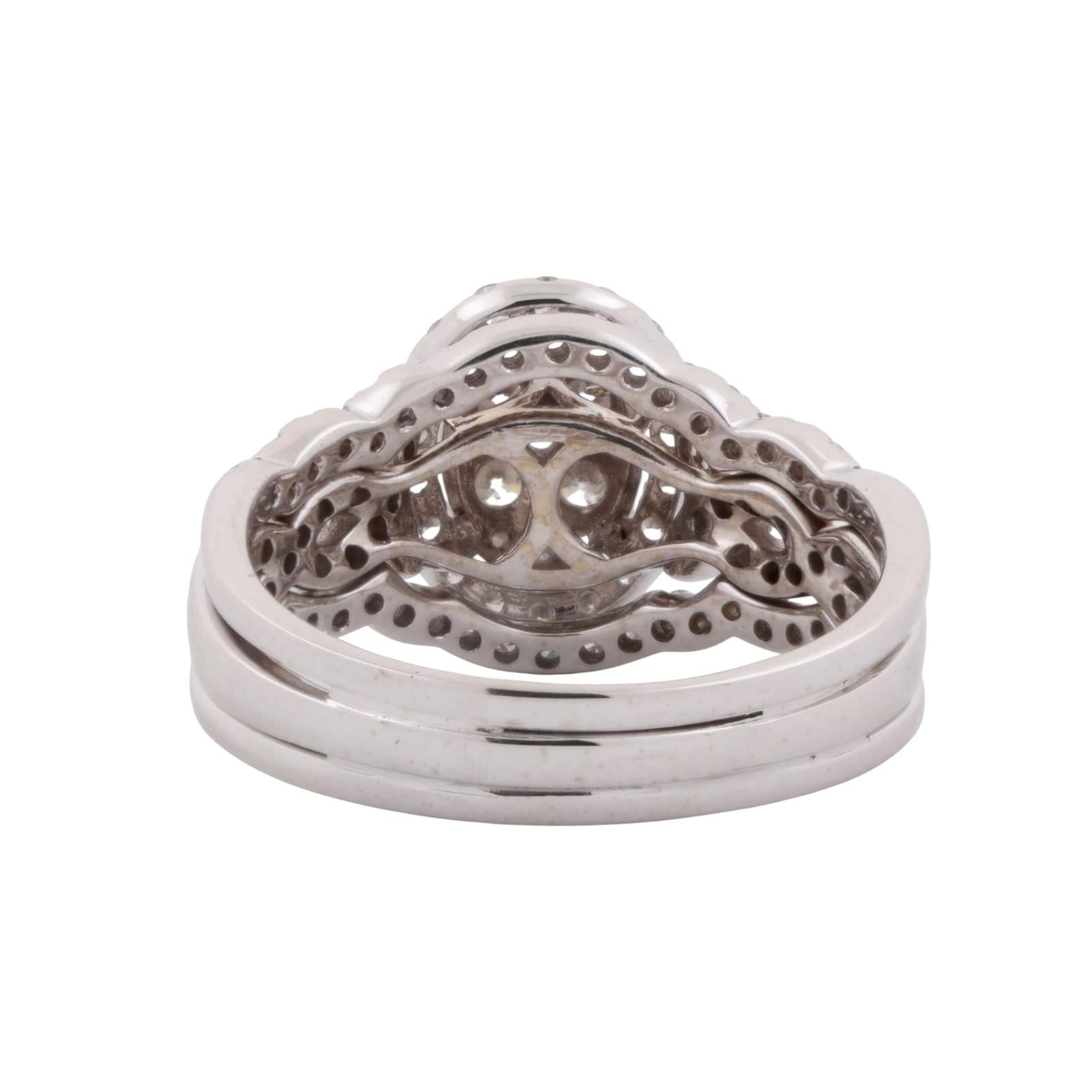 2.20 TW Cluster Diamond Oval Halo Ring 14K White Gold Size 9.75 Ladies Estate