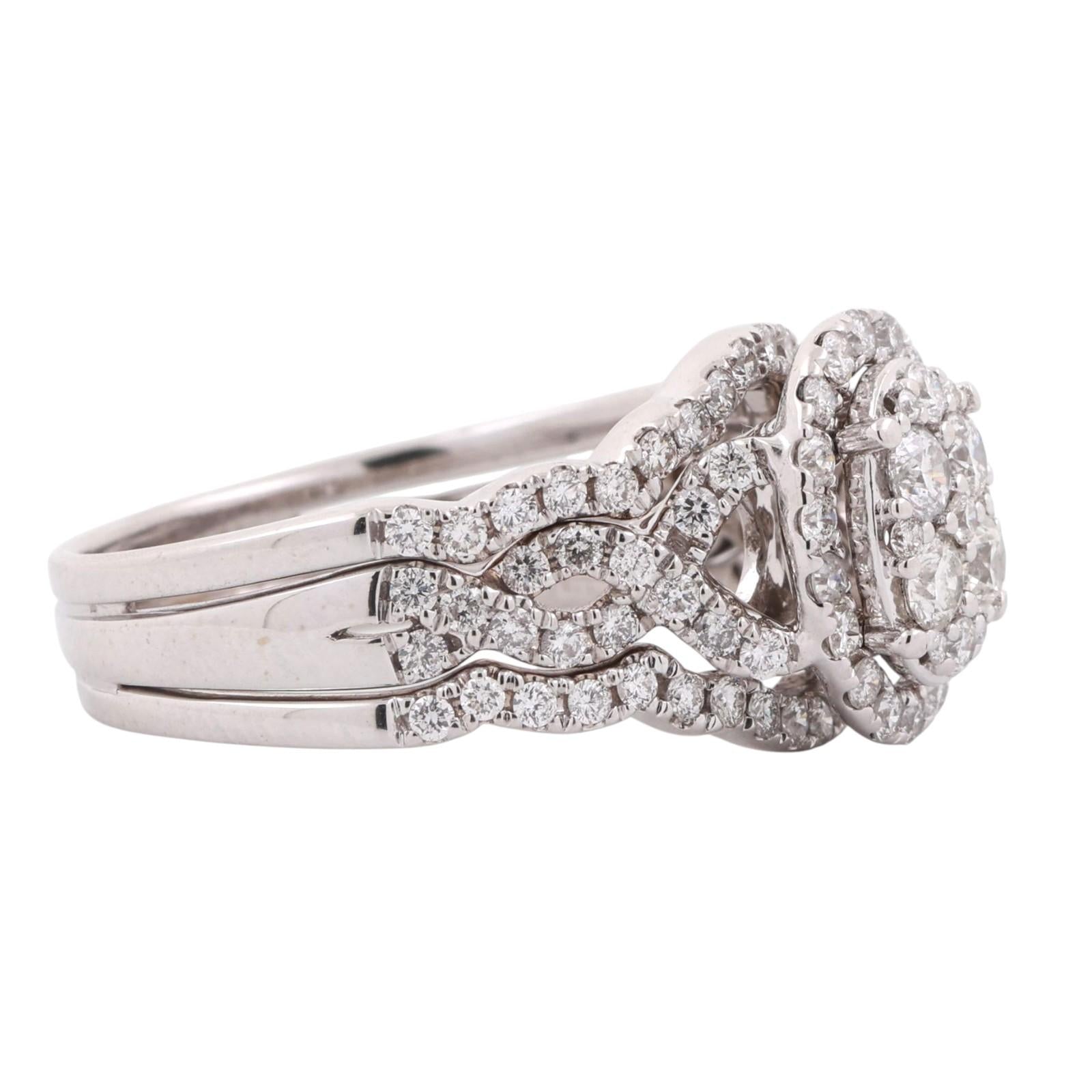 2.20 TW Cluster Diamond Oval Halo Ring 14K White Gold Size 9.75 Ladies Estate