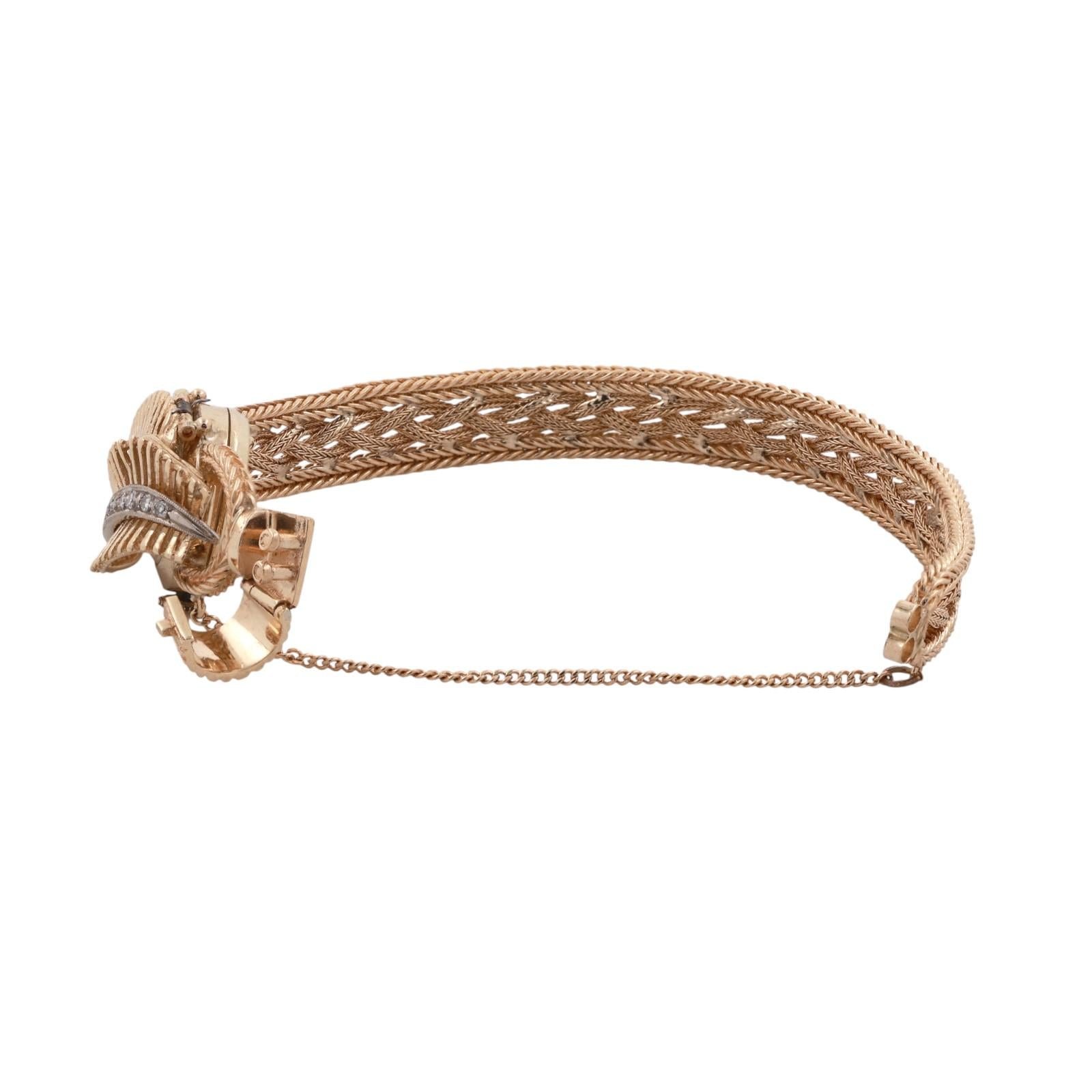 1960s Geneva Cover Case Watch Bracelet 2-Tone Gold Diamonds 6.25" Ladies