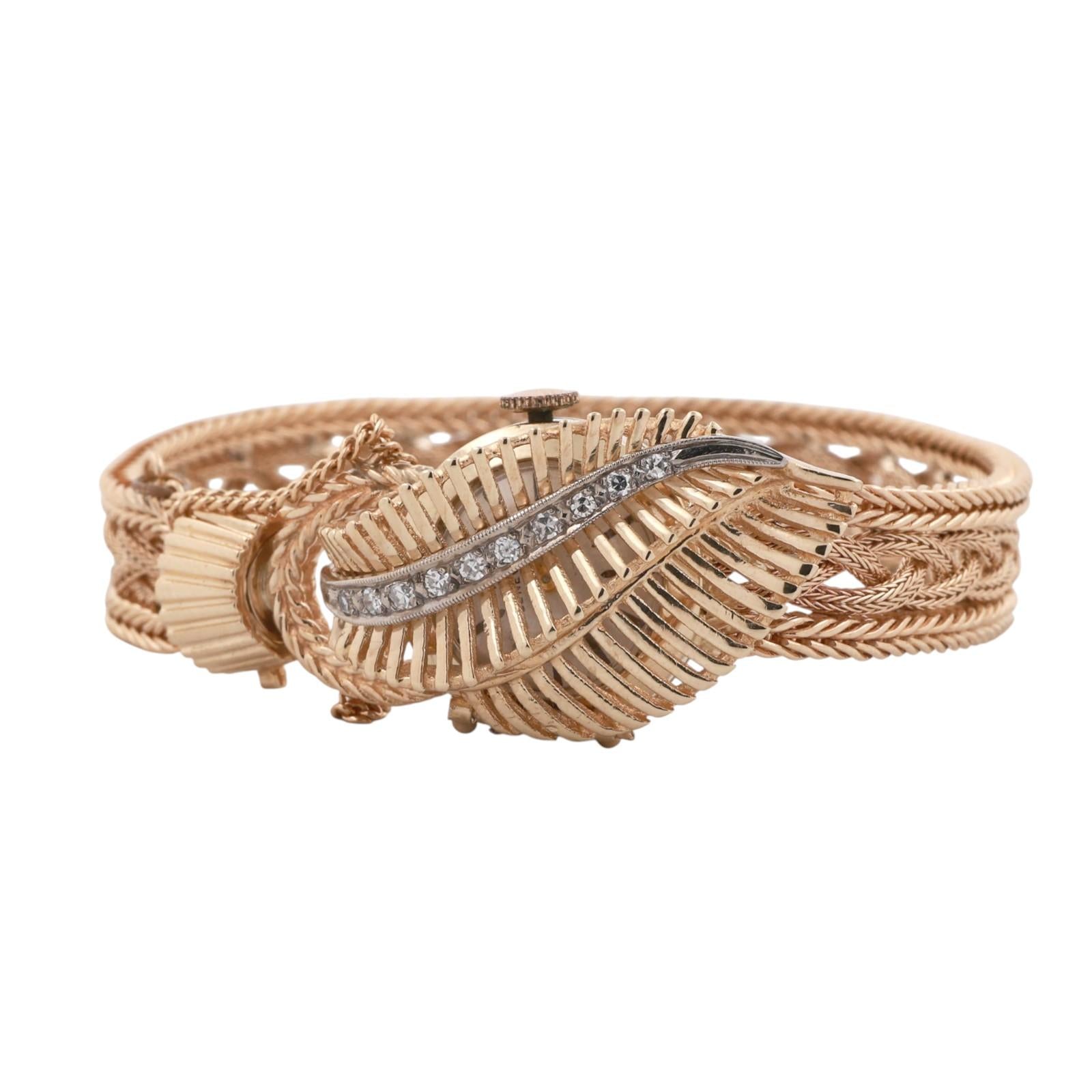 1960s Geneva Cover Case Watch Bracelet 2-Tone Gold Diamonds 6.25" Ladies