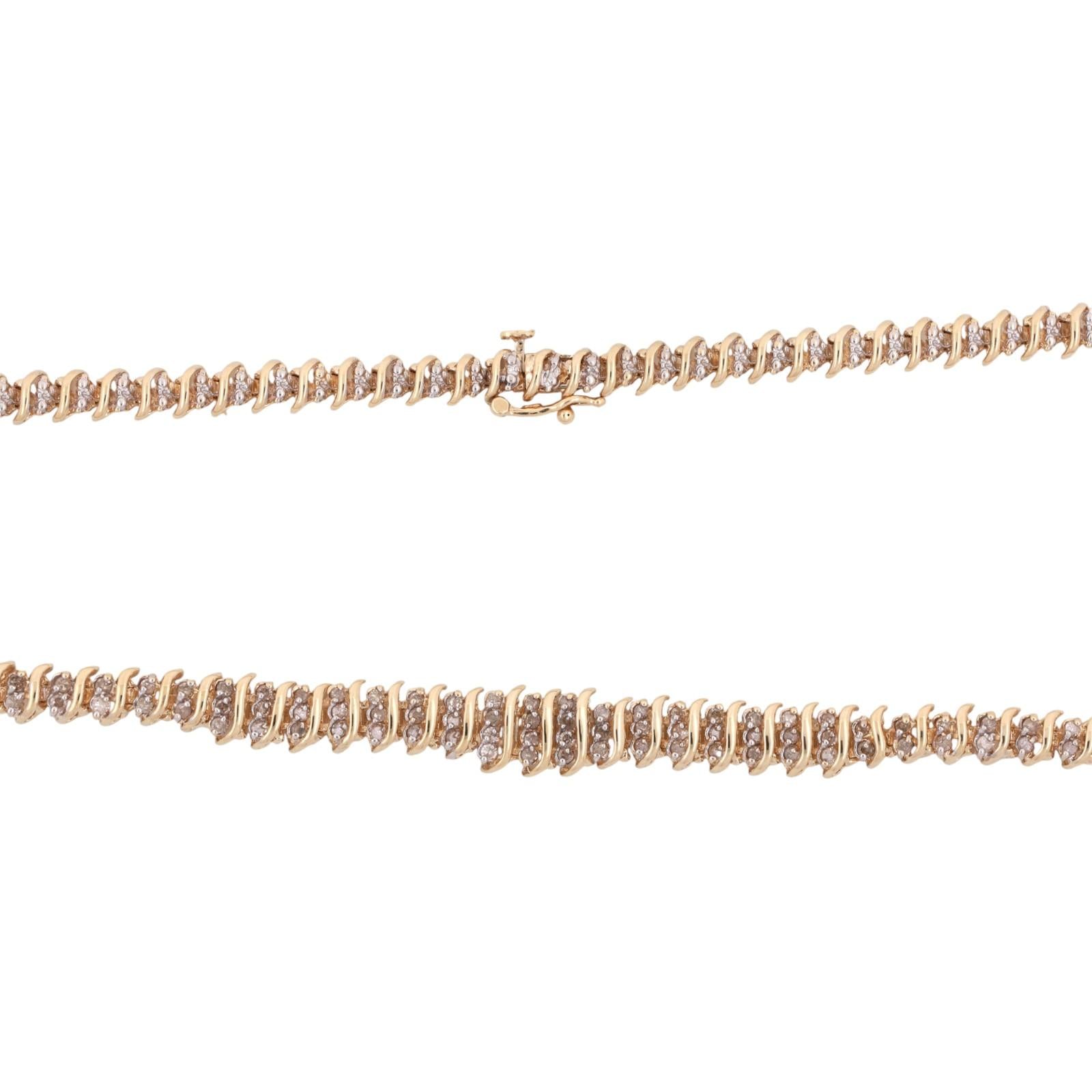 2.00 TW Graduating Diamond S Link Tennis Necklace 10K Gold 17" Ladies Estate